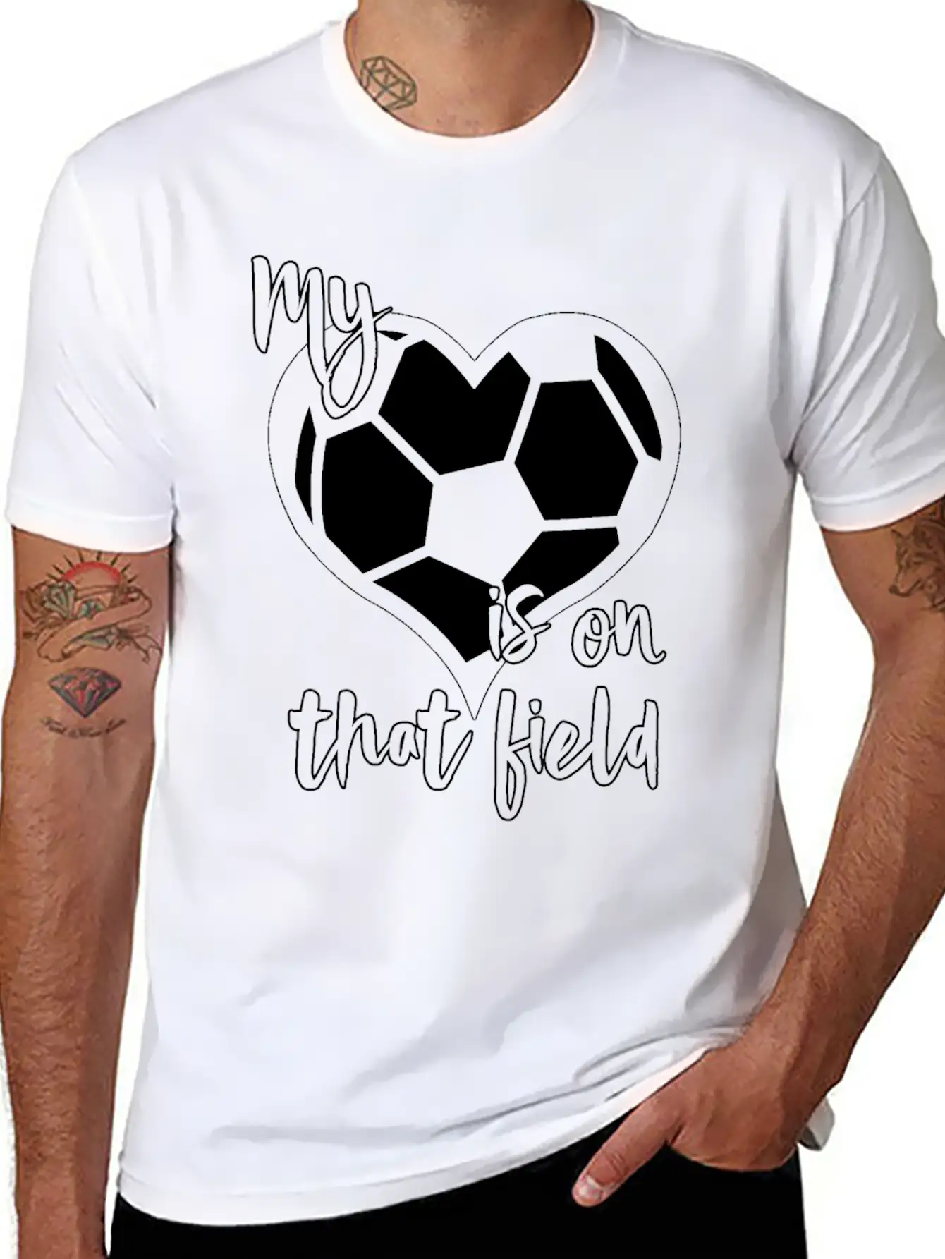 Soccer My Heart Is On That Field Casual Graphic T-Shirt – Simple And Comfortable Daily Wear