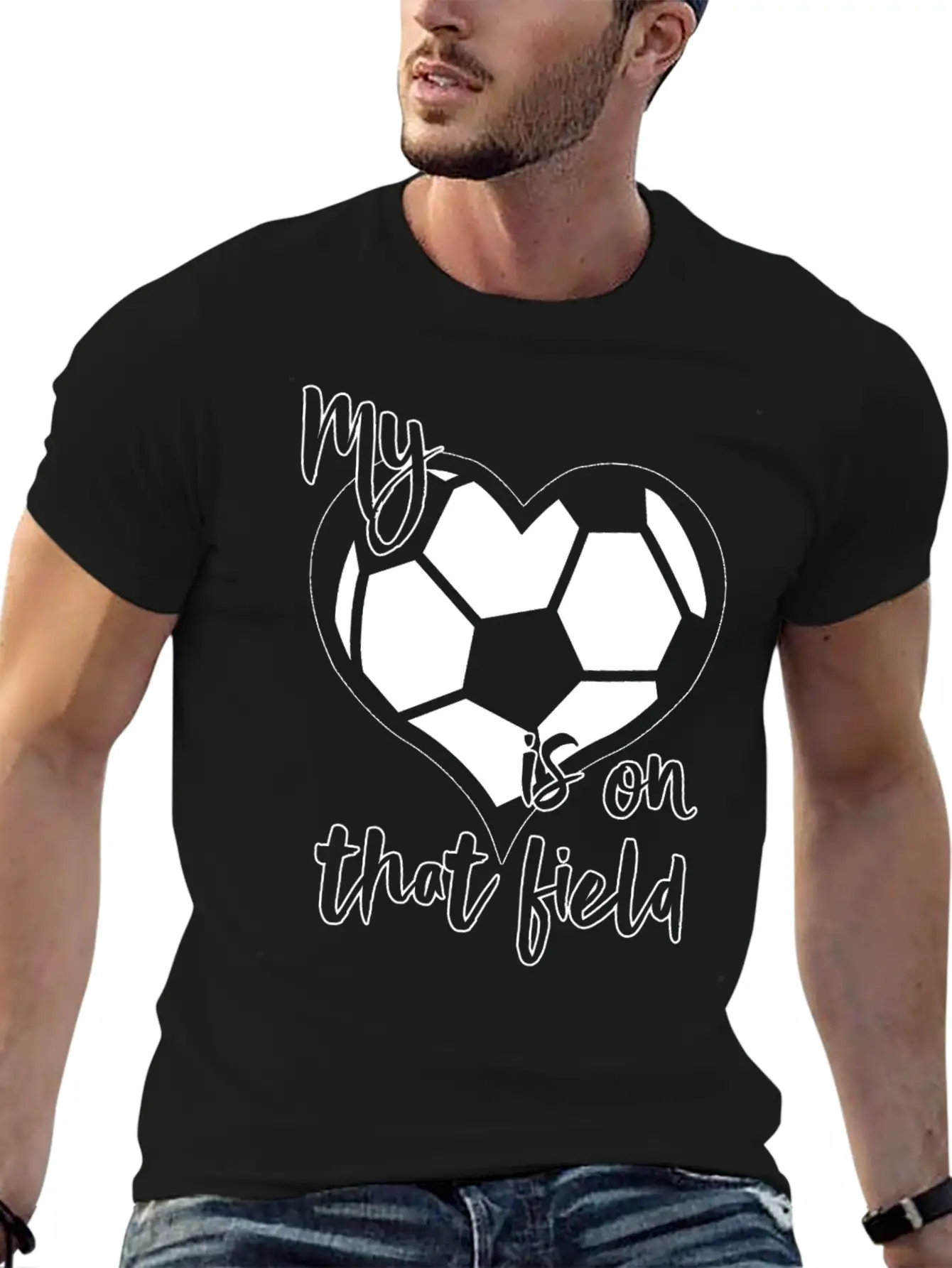Soccer My Heart Is On That Field Casual Graphic T-Shirt – Simple And Comfortable Daily Wear