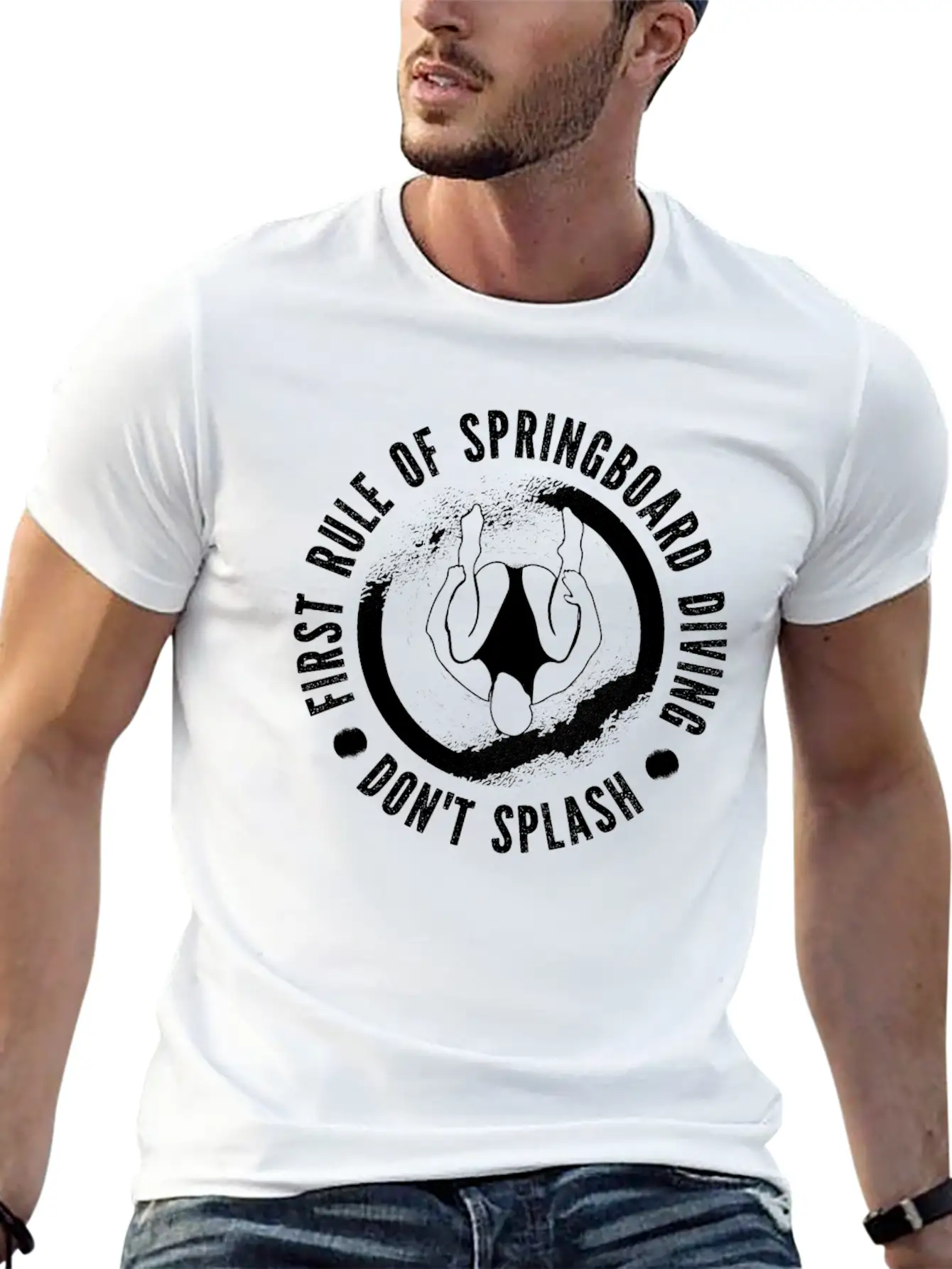Springboard Diving Splash Casual Graphic T-Shirt – Simple And Comfortable Daily Wear
