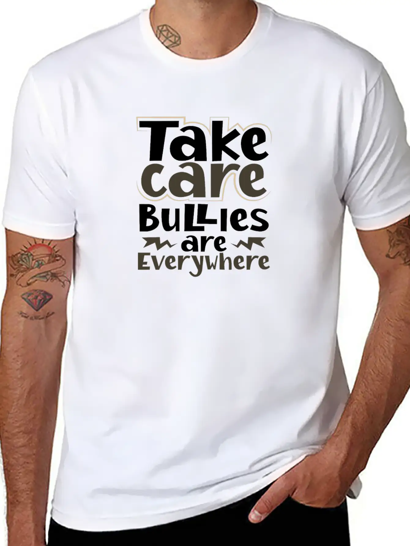 Take Care Bullies Are Everywhere Anti Bullying Essential Unisex Summer Tee – Soft Cotton Casual Fit