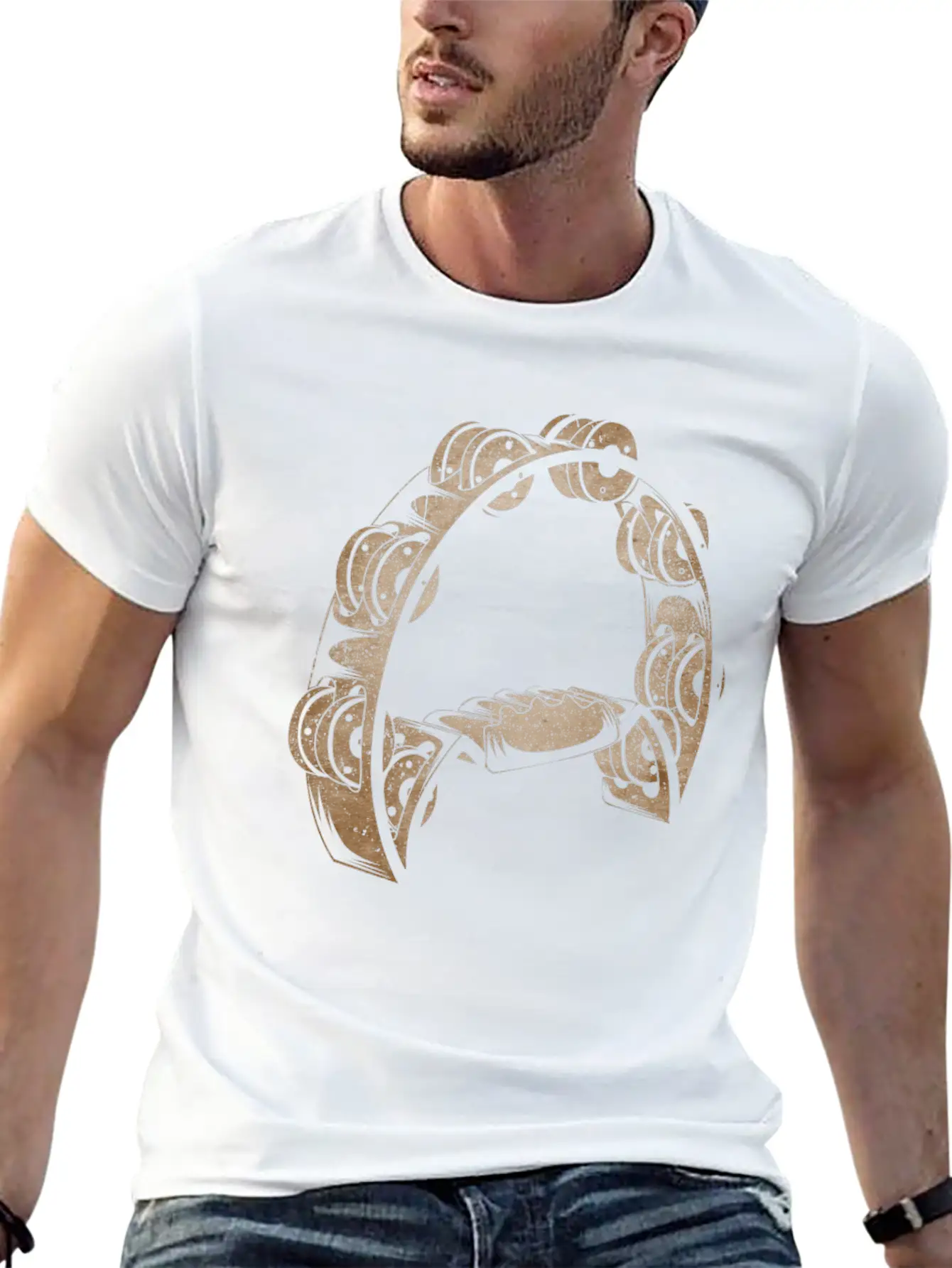 Tambourine Musical Instrument Player Musician Casual Graphic T-Shirt – Simple And Comfortable Daily Wear
