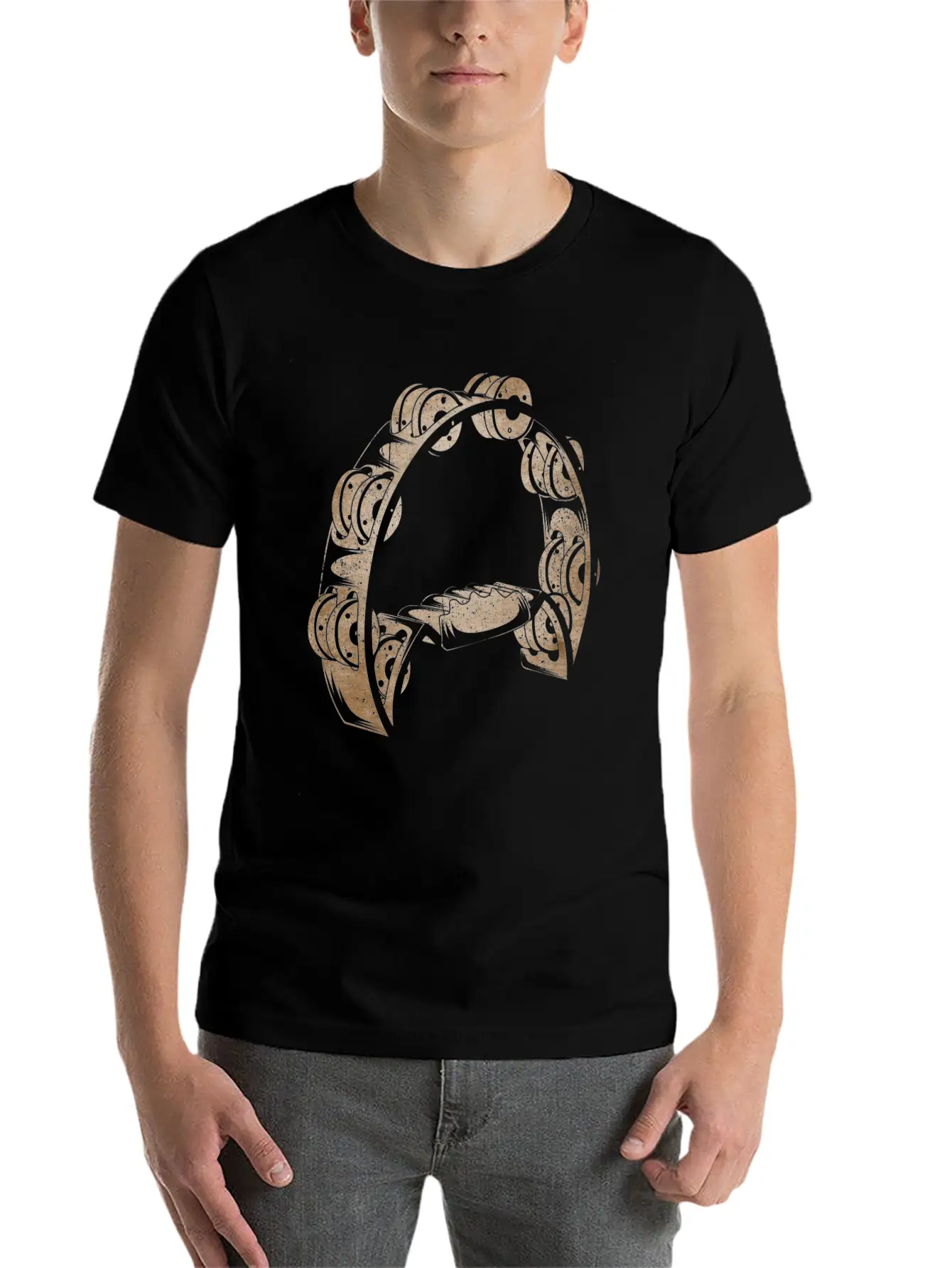 Tambourine Musical Instrument Player Musician Casual Graphic T-Shirt – Simple And Comfortable Daily Wear