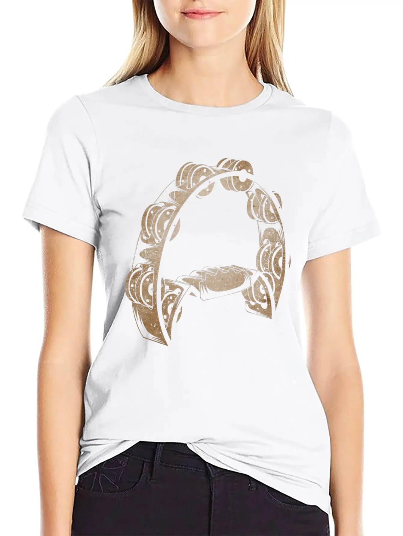Tambourine Musical Instrument Player Musician Casual Graphic T-Shirt – Simple And Comfortable Daily Wear