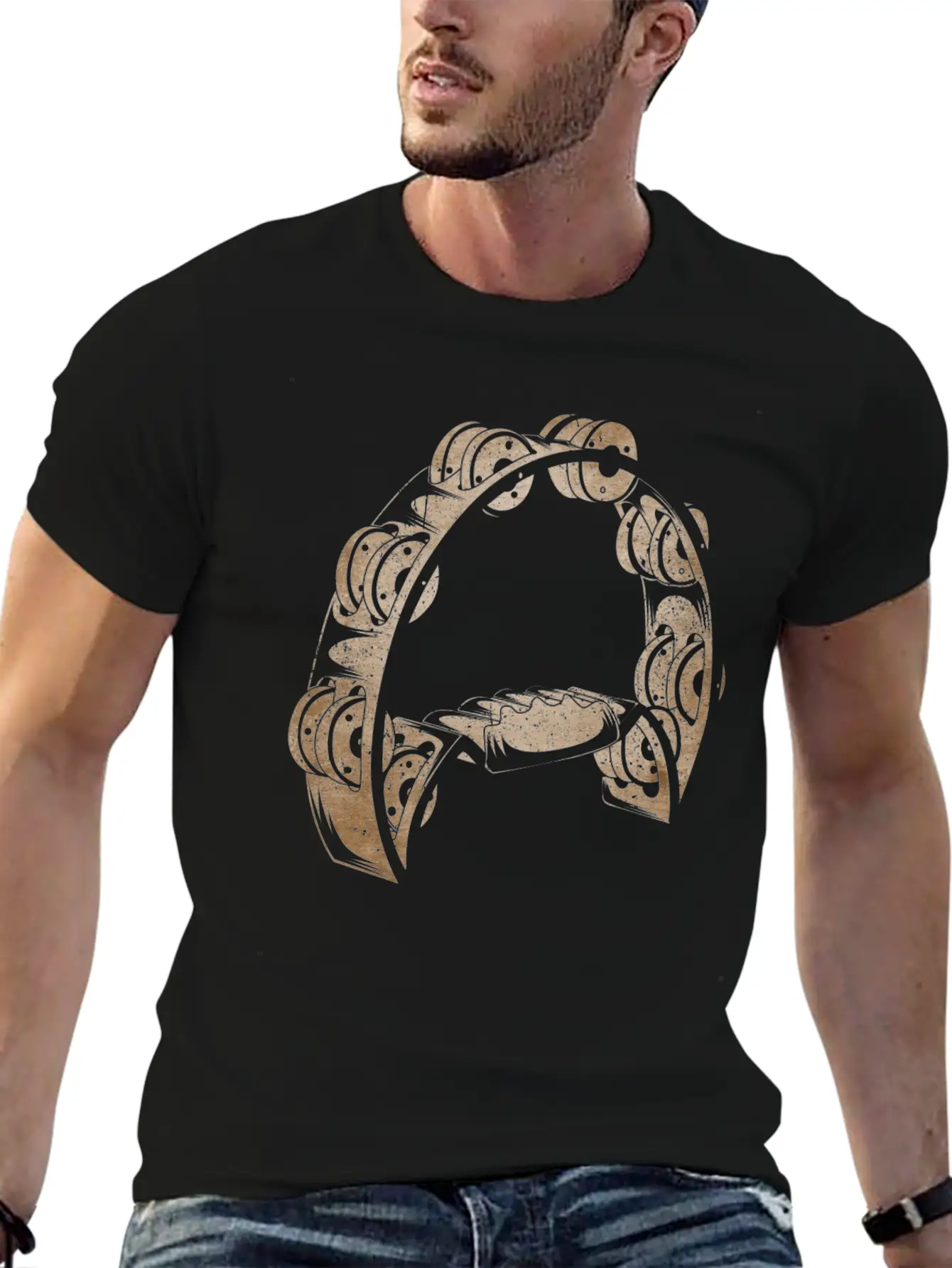 Tambourine Musical Instrument Player Musician Casual Graphic T-Shirt – Simple And Comfortable Daily Wear