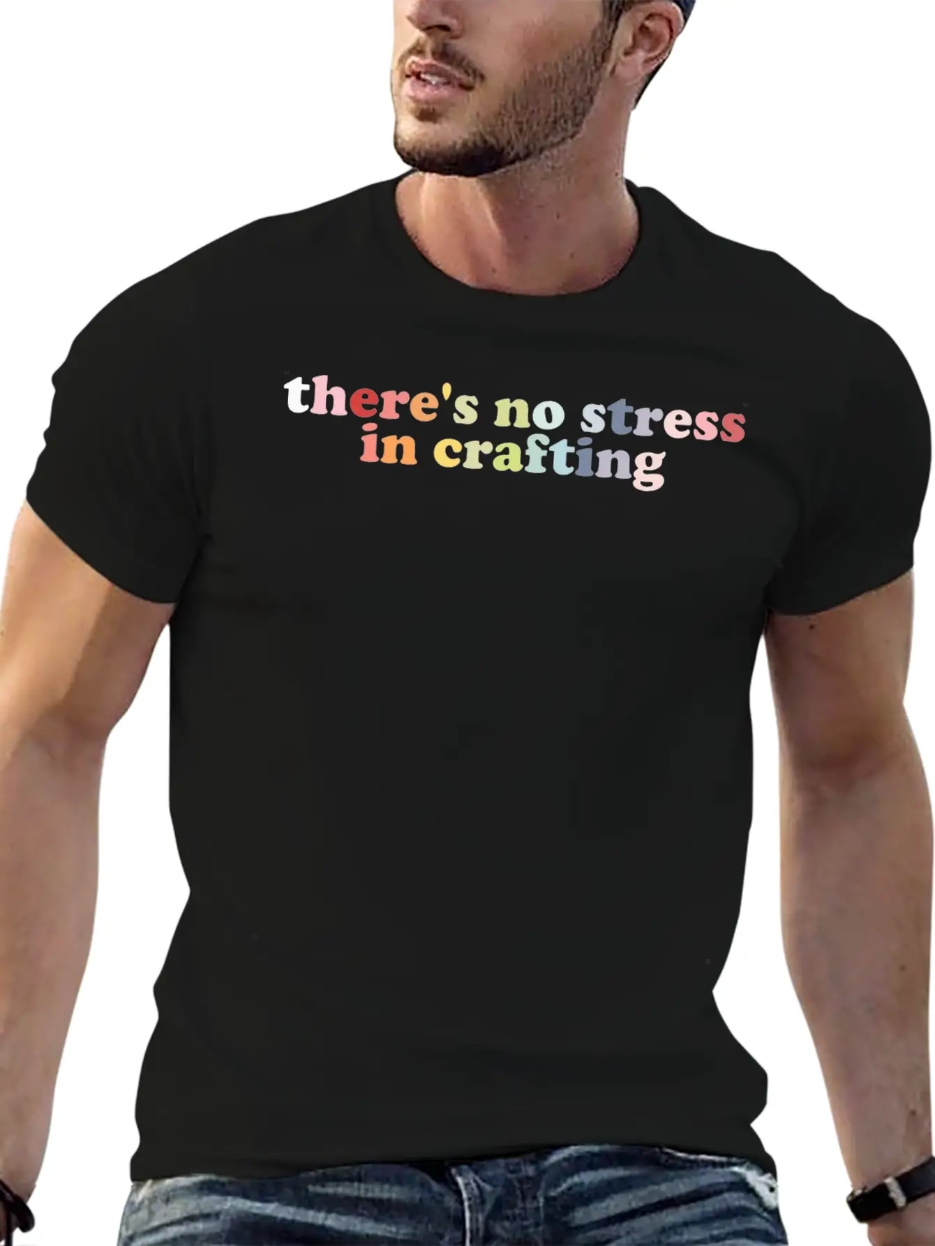 There's No Stress In Crafting Essential Unisex Summer Tee – Soft Cotton Casual Fit