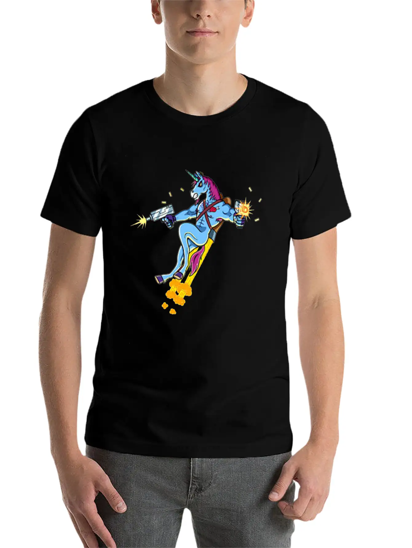 Unicorn Shooting Gun Casual Graphic T-Shirt – Simple And Comfortable Daily Wear