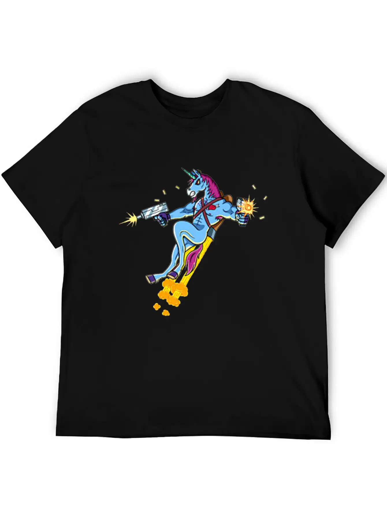 Unicorn Shooting Gun Casual Graphic T-Shirt – Simple And Comfortable Daily Wear