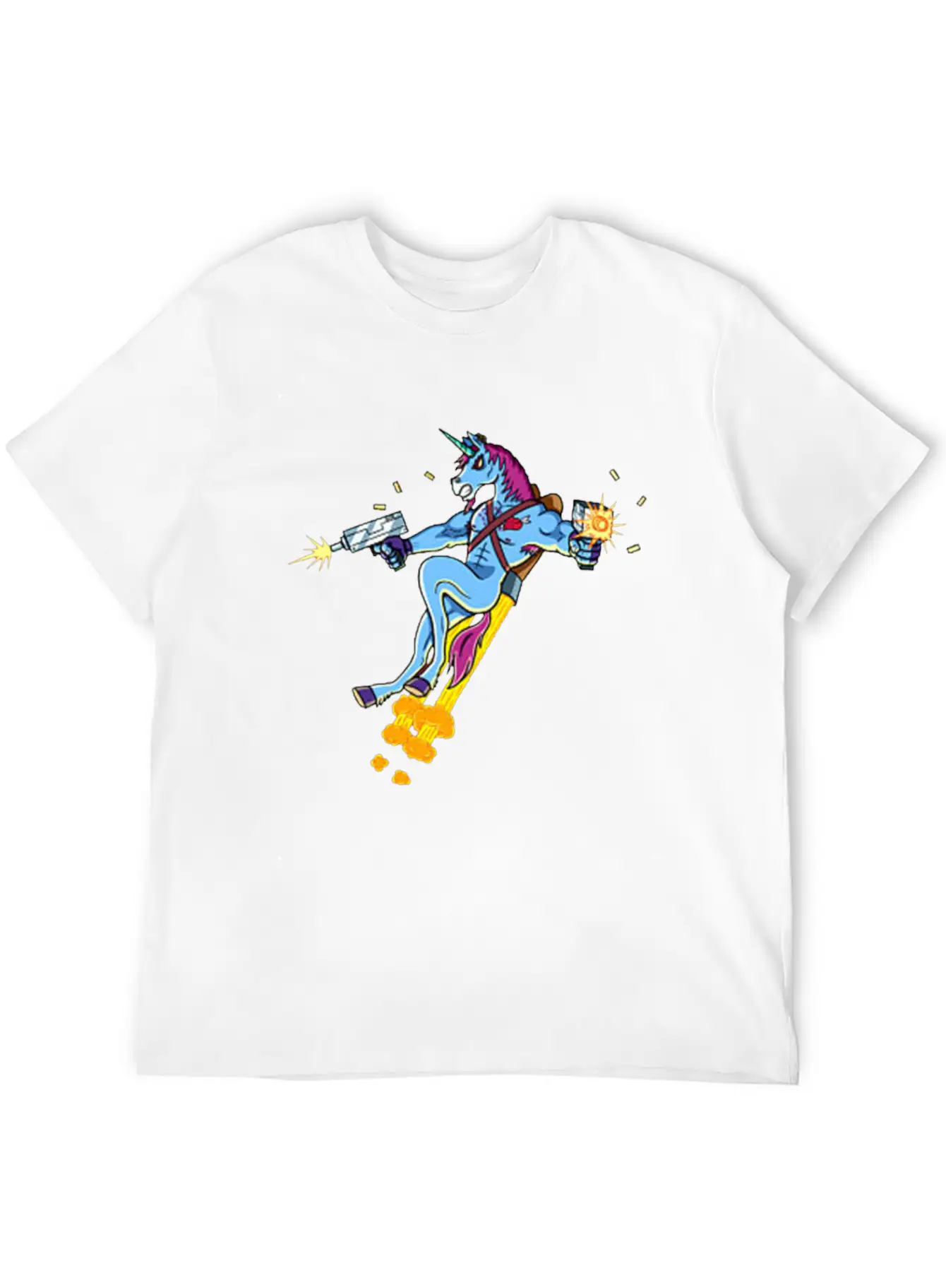 Unicorn Shooting Gun Casual Graphic T-Shirt – Simple And Comfortable Daily Wear