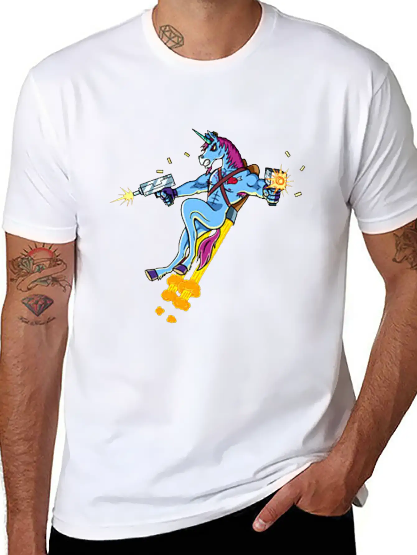Unicorn Shooting Gun Casual Graphic T-Shirt – Simple And Comfortable Daily Wear