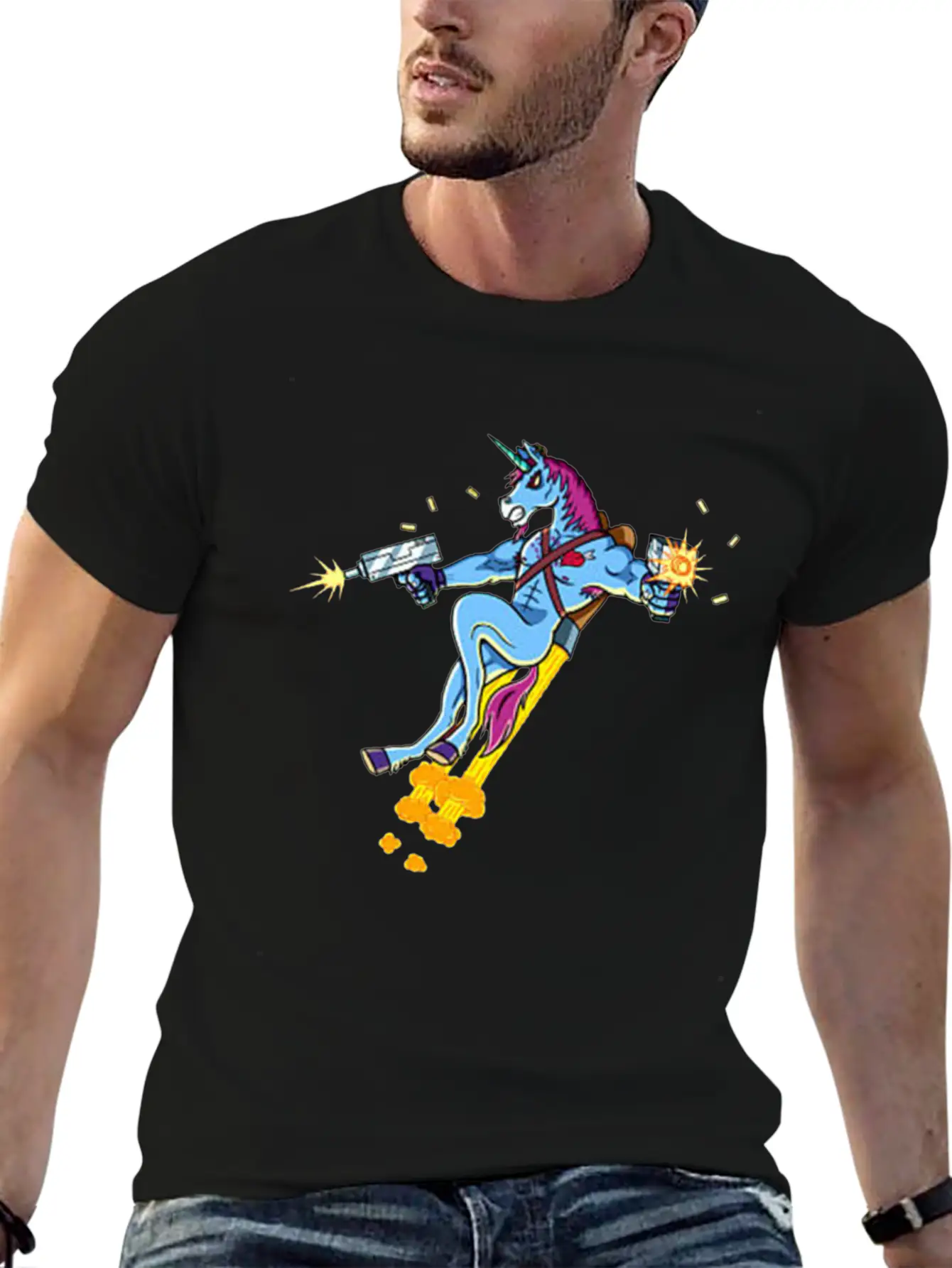 Unicorn Shooting Gun Casual Graphic T-Shirt – Simple And Comfortable Daily Wear