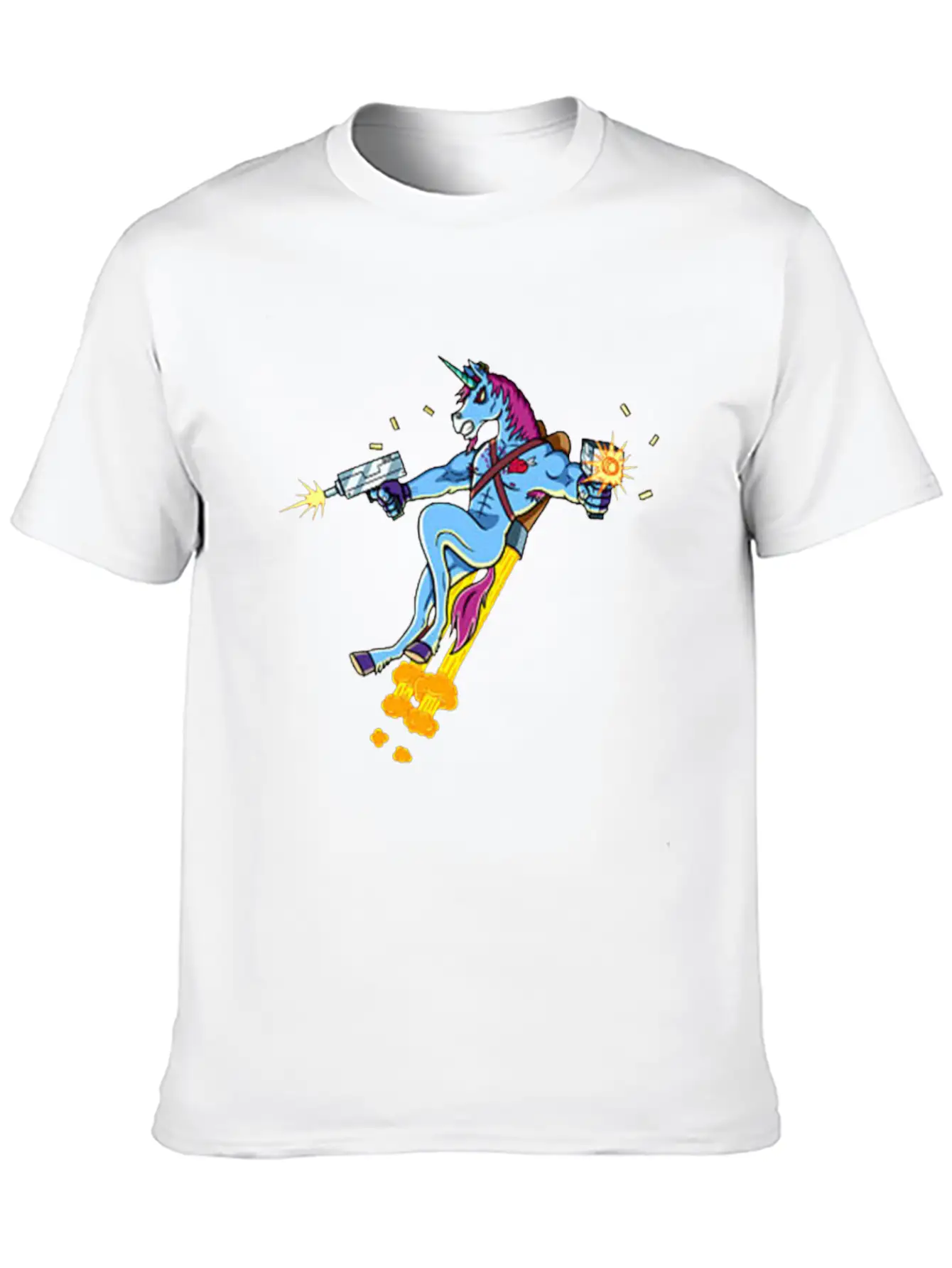 Unicorn Shooting Gun Casual Graphic T-Shirt – Simple And Comfortable Daily Wear