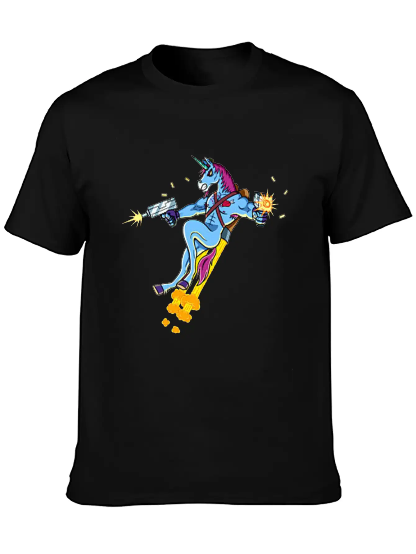 Unicorn Shooting Gun Casual Graphic T-Shirt – Simple And Comfortable Daily Wear