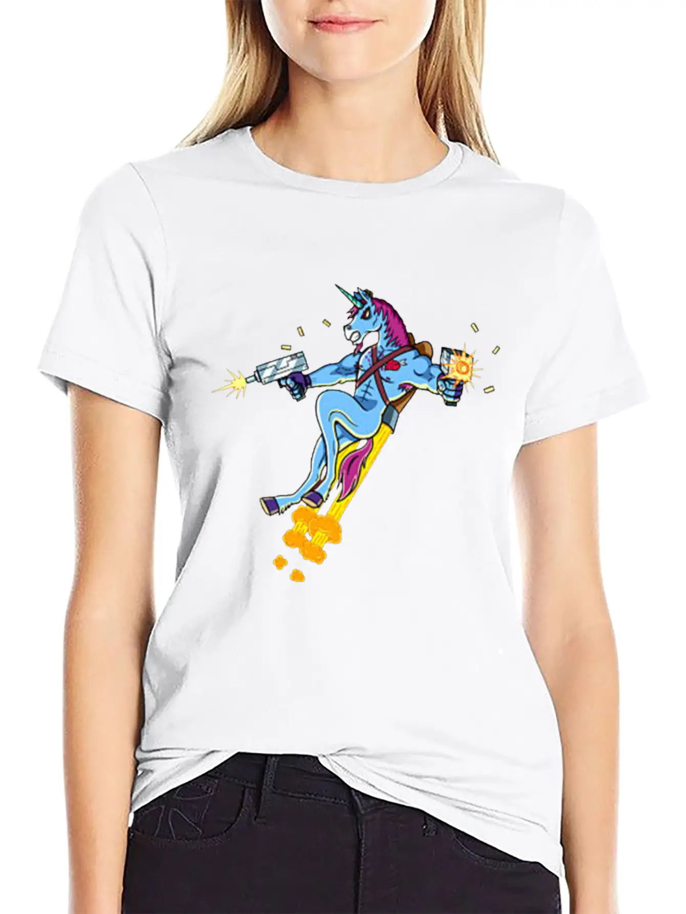 Unicorn Shooting Gun Casual Graphic T-Shirt – Simple And Comfortable Daily Wear