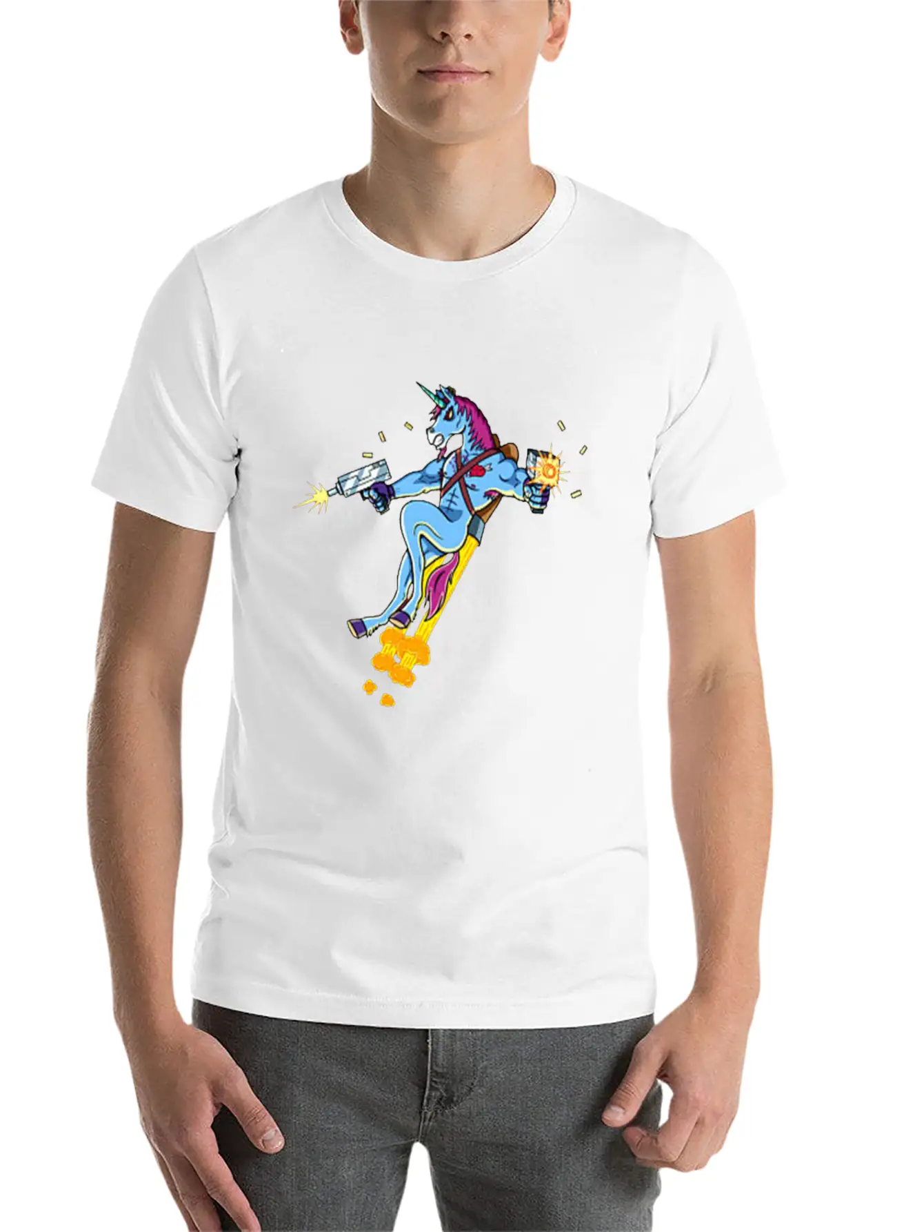 Unicorn Shooting Gun Casual Graphic T-Shirt – Simple And Comfortable Daily Wear