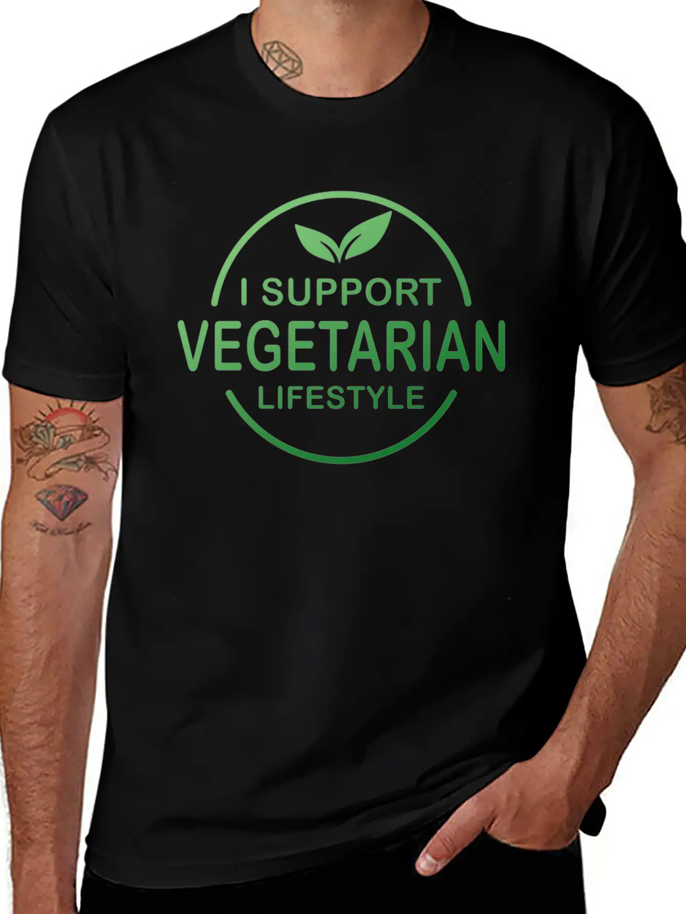 Vegetarian Gift I Support Vegetarian Lifestyle Casual Graphic T-Shirt – Simple And Comfortable Daily Wear