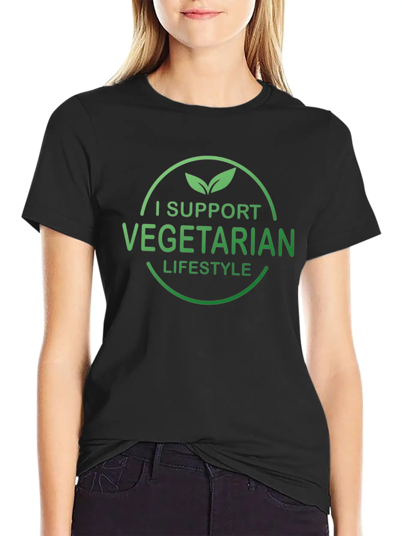Vegetarian Gift I Support Vegetarian Lifestyle Casual Graphic T-Shirt – Simple And Comfortable Daily Wear
