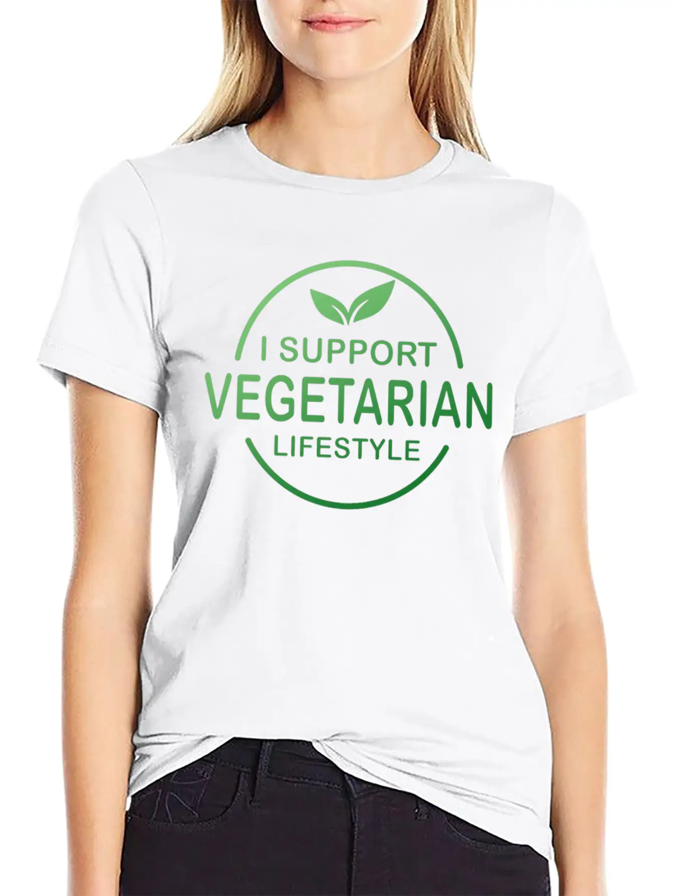 Vegetarian Gift I Support Vegetarian Lifestyle Casual Graphic T-Shirt – Simple And Comfortable Daily Wear