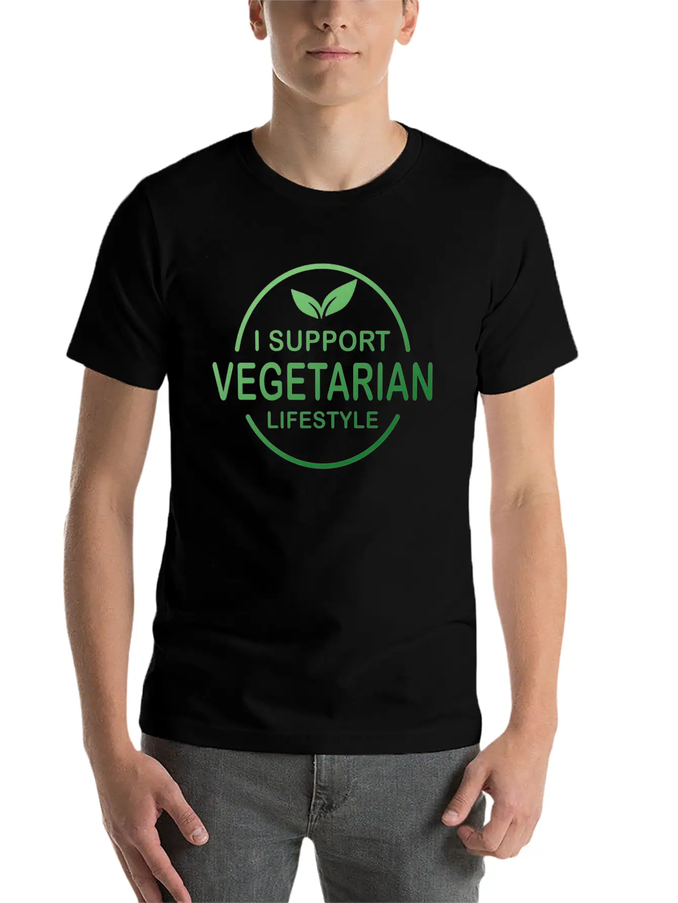 Vegetarian Gift I Support Vegetarian Lifestyle Casual Graphic T-Shirt – Simple And Comfortable Daily Wear