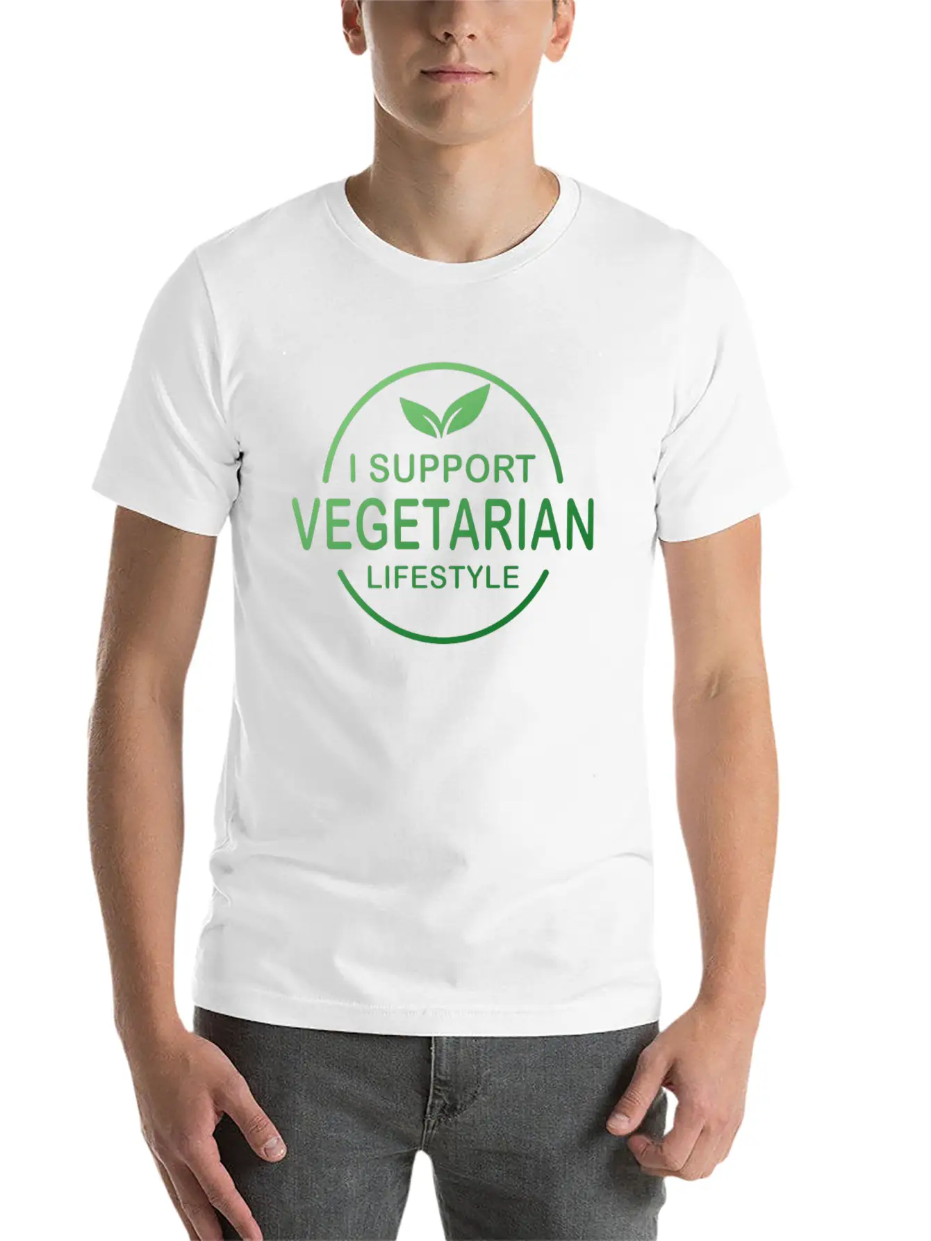 Vegetarian Gift I Support Vegetarian Lifestyle Casual Graphic T-Shirt – Simple And Comfortable Daily Wear