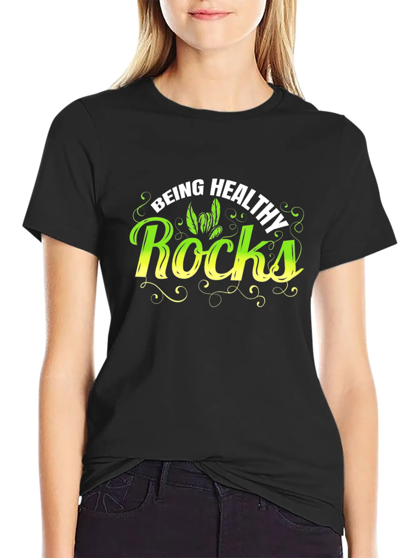 Vegetarian Pun - Being Healthy Rocks - Go Vegan Essential Unisex Summer Tee – Soft Cotton Casual Fit