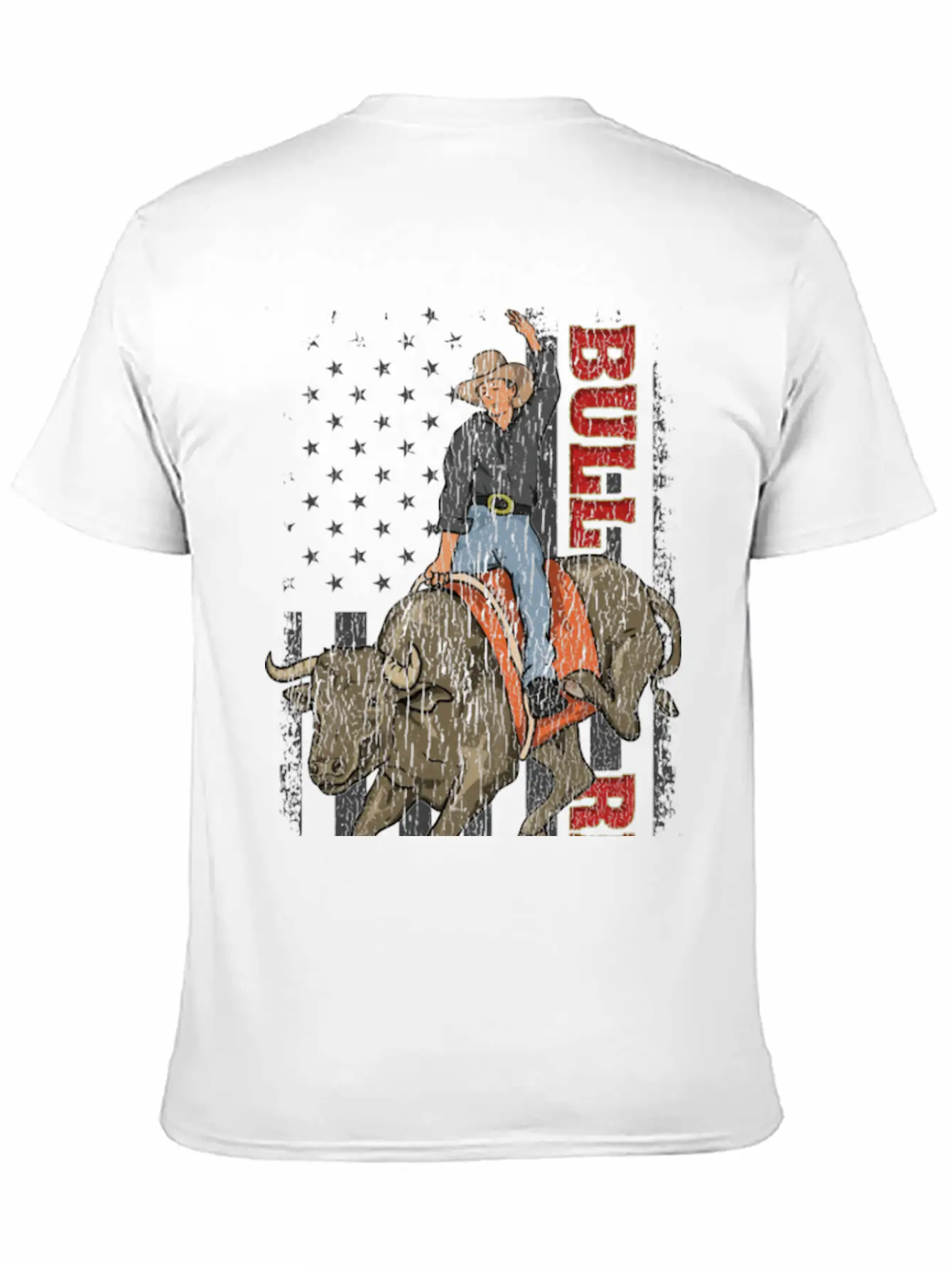 Vintage American Flag Bull Riding Gift Rodeo Bull Casual Graphic T-Shirt – Simple And Comfortable Daily Wear