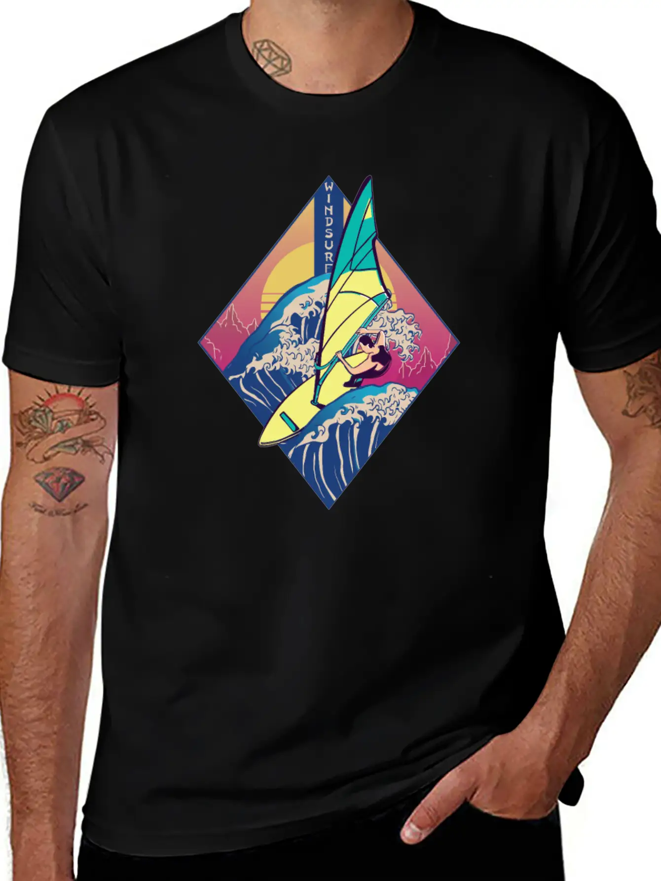 Windsurfing Sails Surf Board Watersport Vaporwave Classic Cotton Tee – Unisex Comfort For Any Season