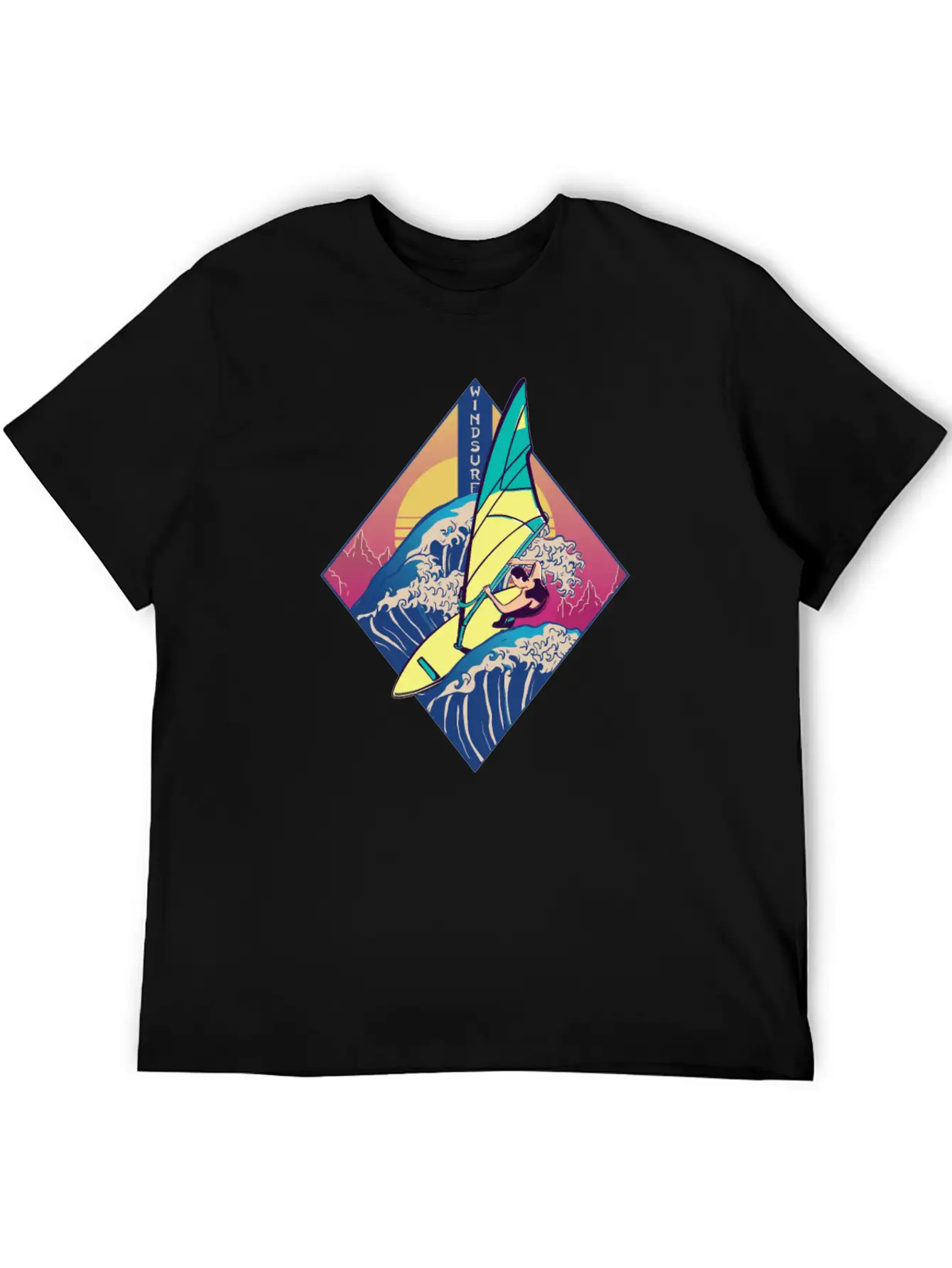 Windsurfing Sails Surf Board Watersport Vaporwave Classic Cotton Tee – Unisex Comfort For Any Season