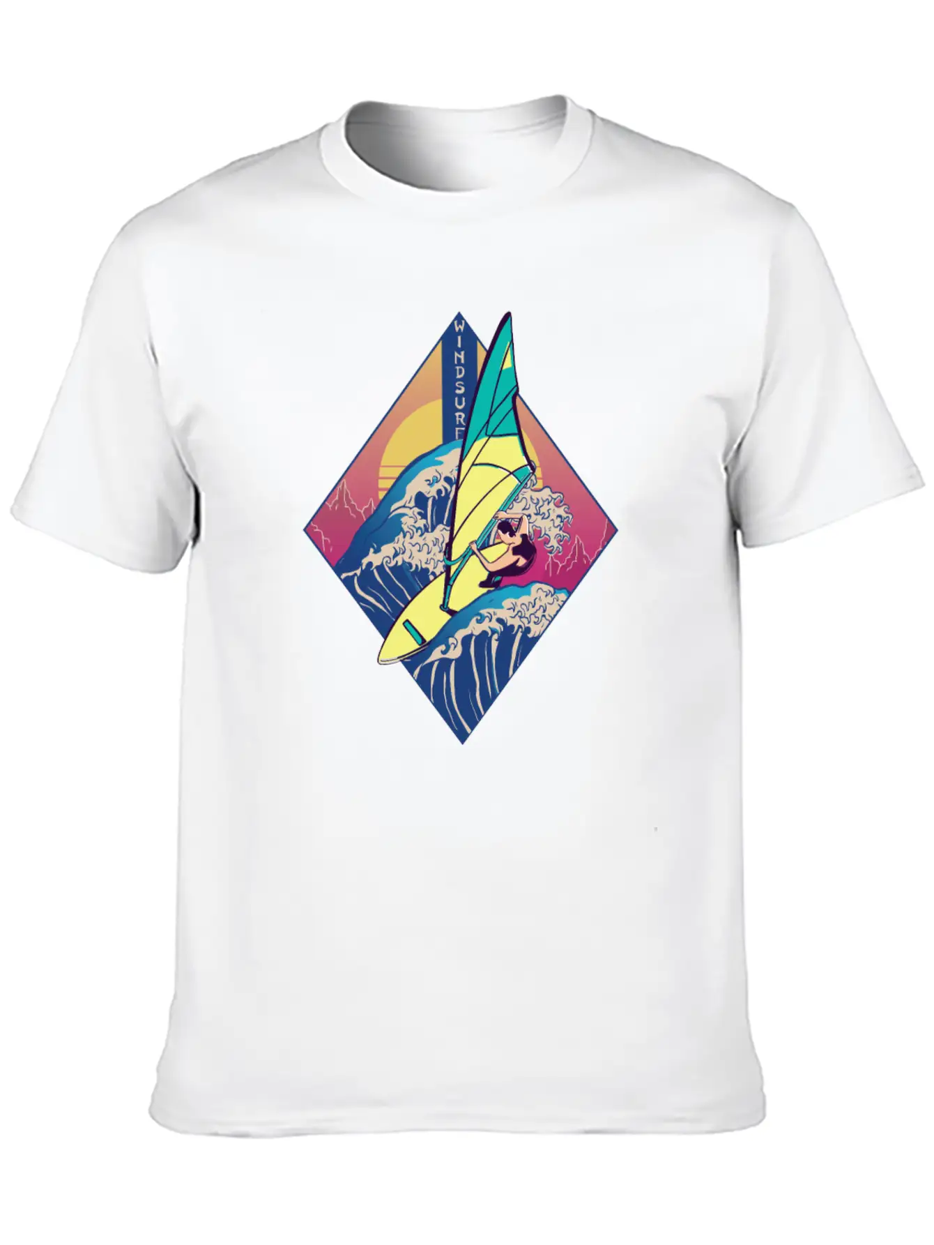 Windsurfing Sails Surf Board Watersport Vaporwave Classic Cotton Tee – Unisex Comfort For Any Season
