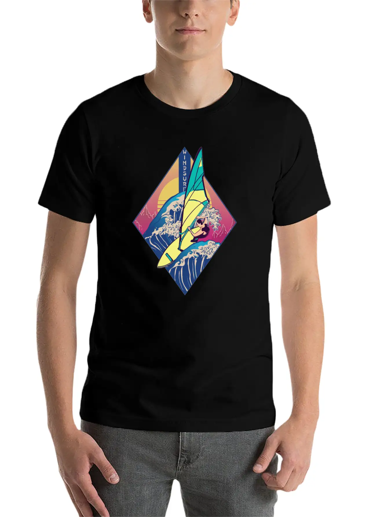 Windsurfing Sails Surf Board Watersport Vaporwave Classic Cotton Tee – Unisex Comfort For Any Season