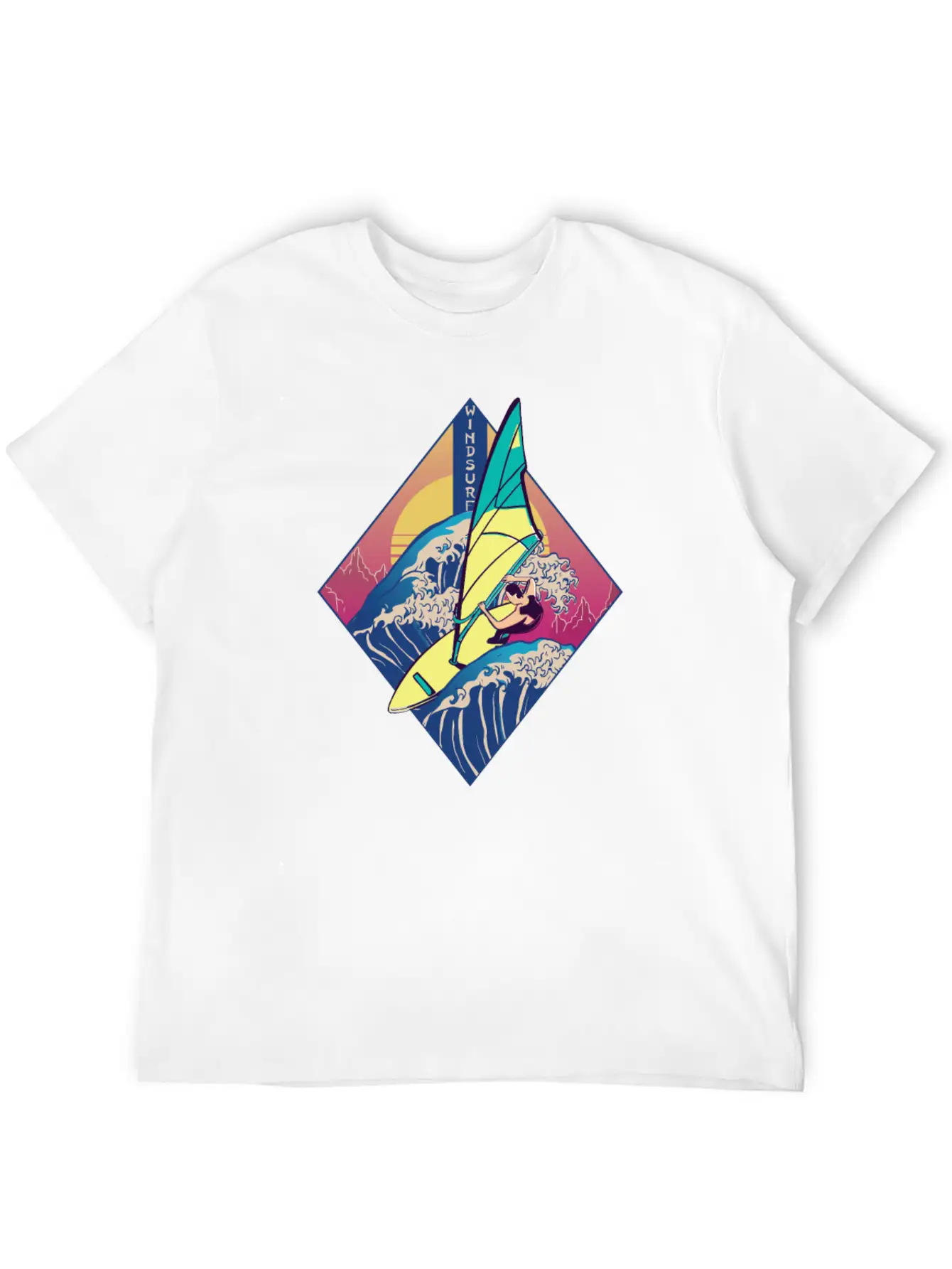 Windsurfing Sails Surf Board Watersport Vaporwave Classic Cotton Tee – Unisex Comfort For Any Season