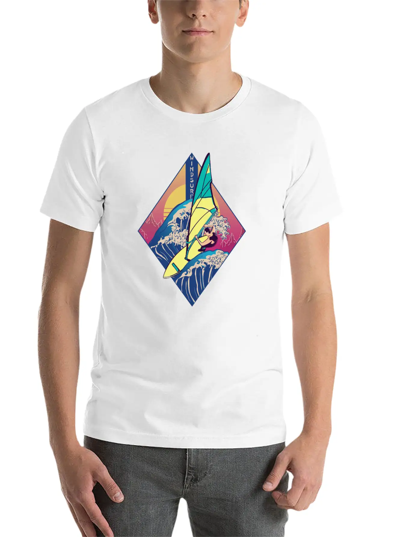 Windsurfing Sails Surf Board Watersport Vaporwave Classic Cotton Tee – Unisex Comfort For Any Season