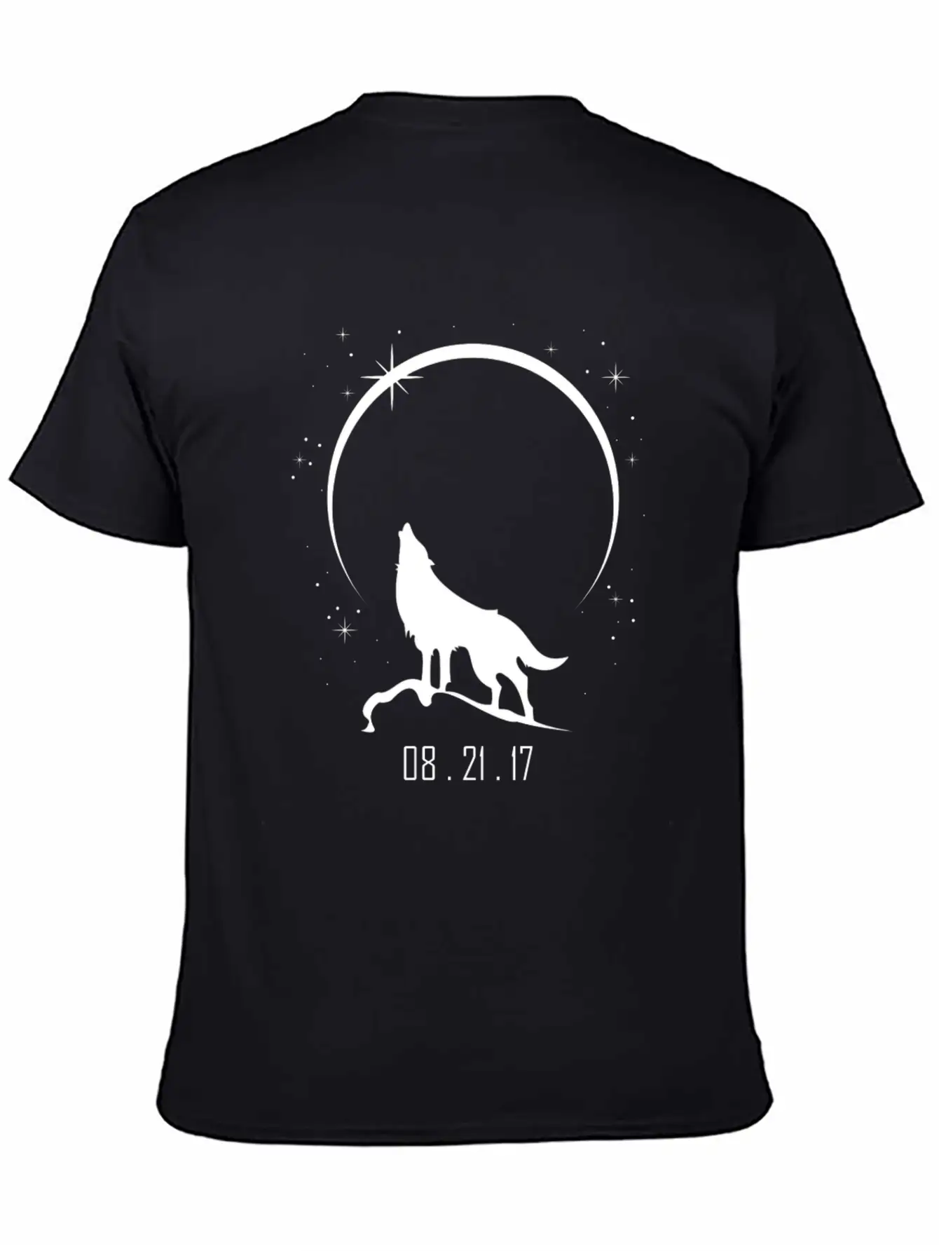 Wolf Howling At Solar Eclipse 2017 Casual Graphic T-Shirt – Simple And Comfortable Daily Wear