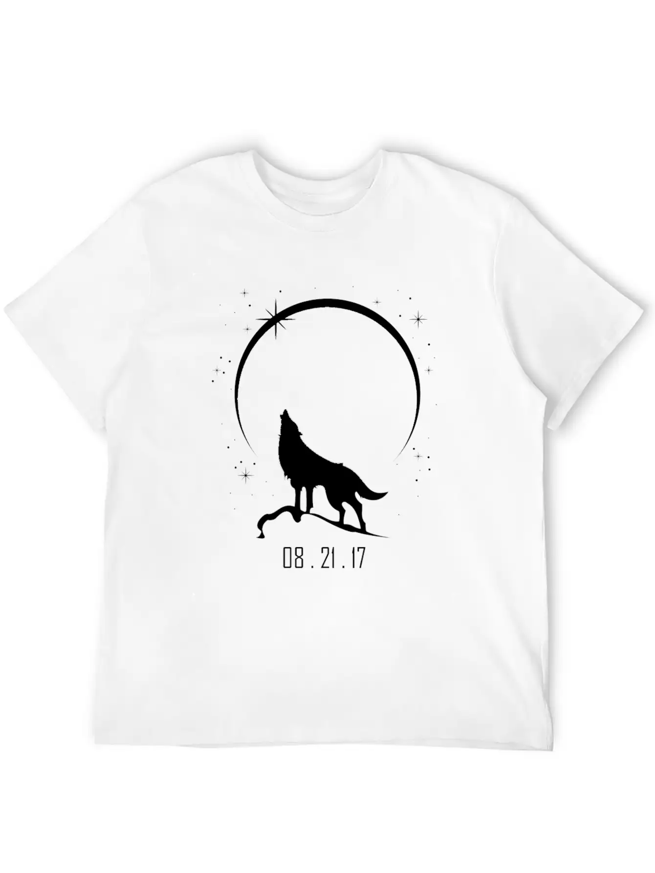 Wolf Howling At Solar Eclipse 2017 Casual Graphic T-Shirt – Simple And Comfortable Daily Wear