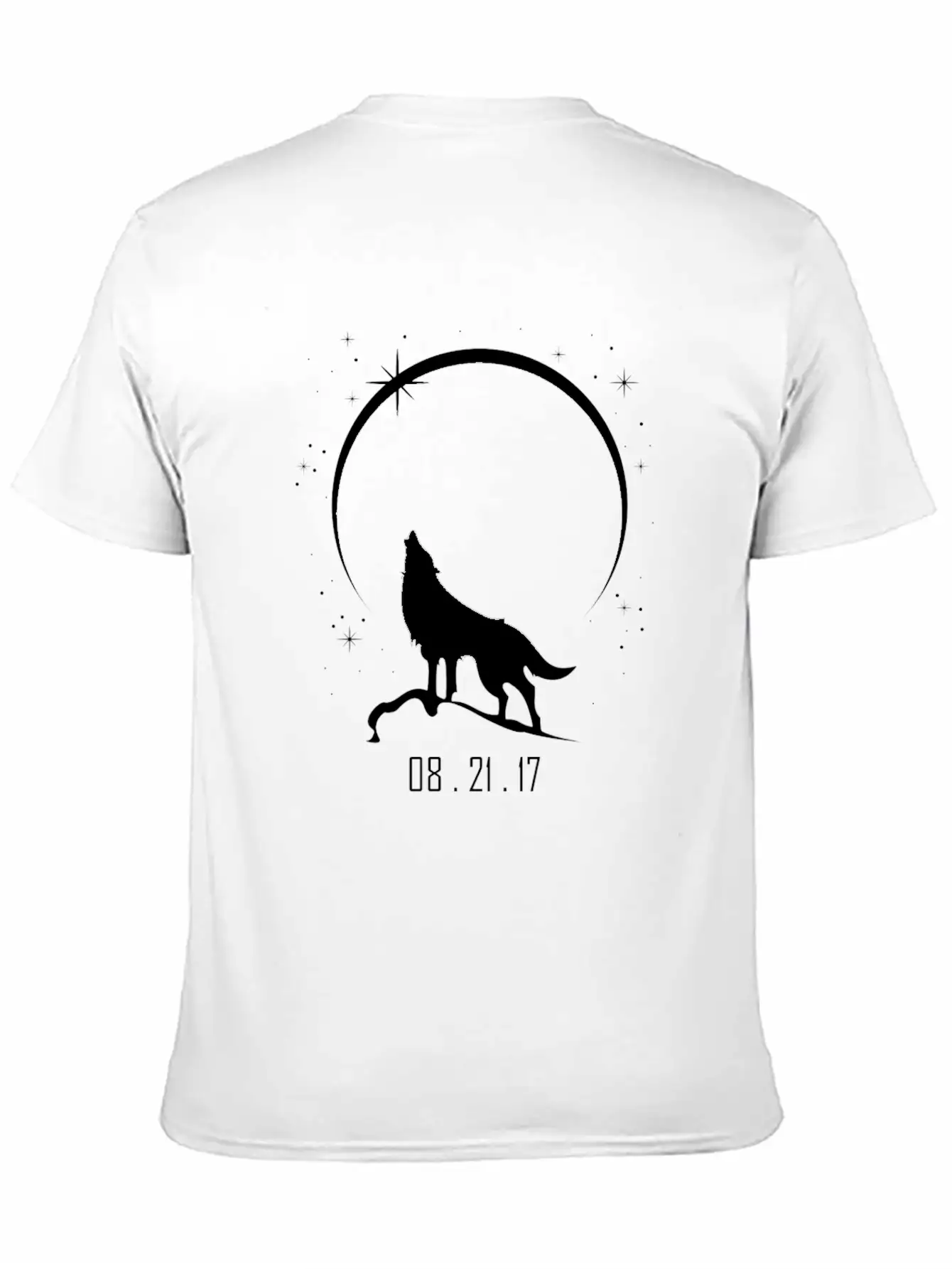 Wolf Howling At Solar Eclipse 2017 Casual Graphic T-Shirt – Simple And Comfortable Daily Wear