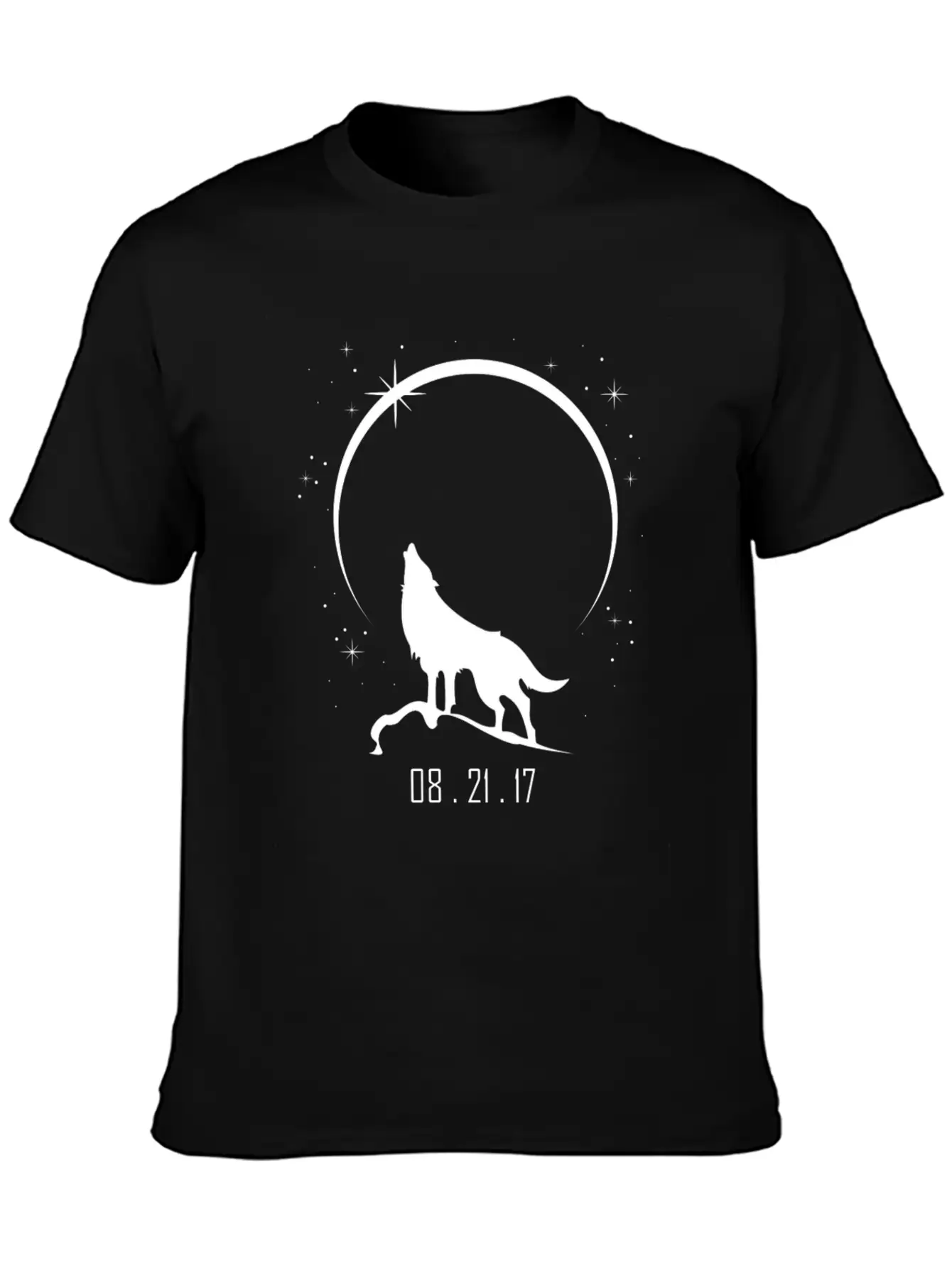 Wolf Howling At Solar Eclipse 2017 Casual Graphic T-Shirt – Simple And Comfortable Daily Wear