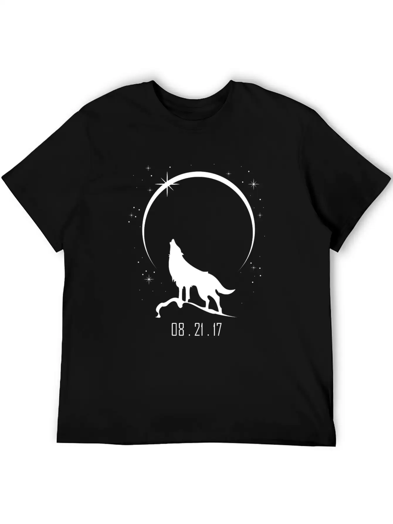 Wolf Howling At Solar Eclipse 2017 Casual Graphic T-Shirt – Simple And Comfortable Daily Wear