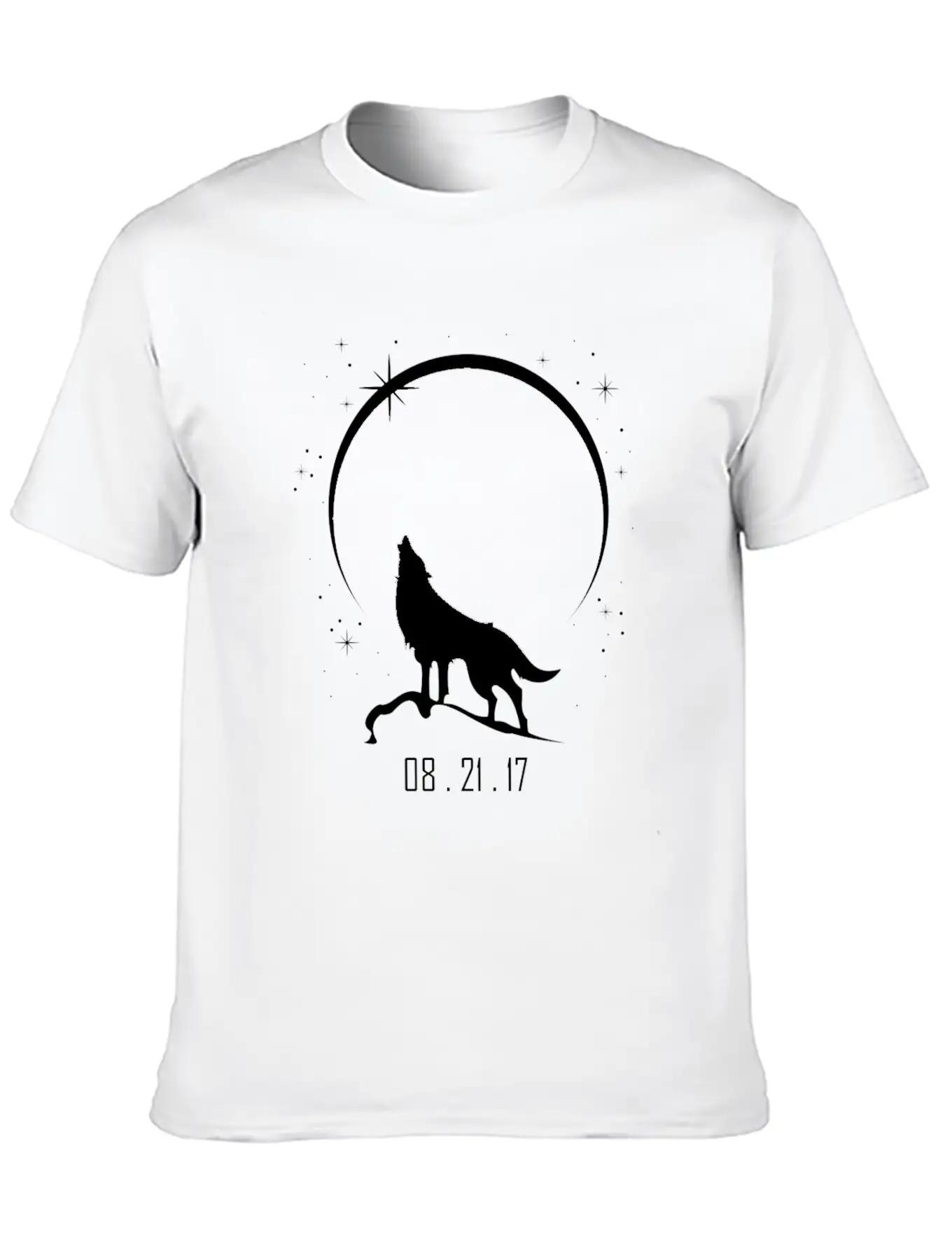 Wolf Howling At Solar Eclipse 2017 Casual Graphic T-Shirt – Simple And Comfortable Daily Wear