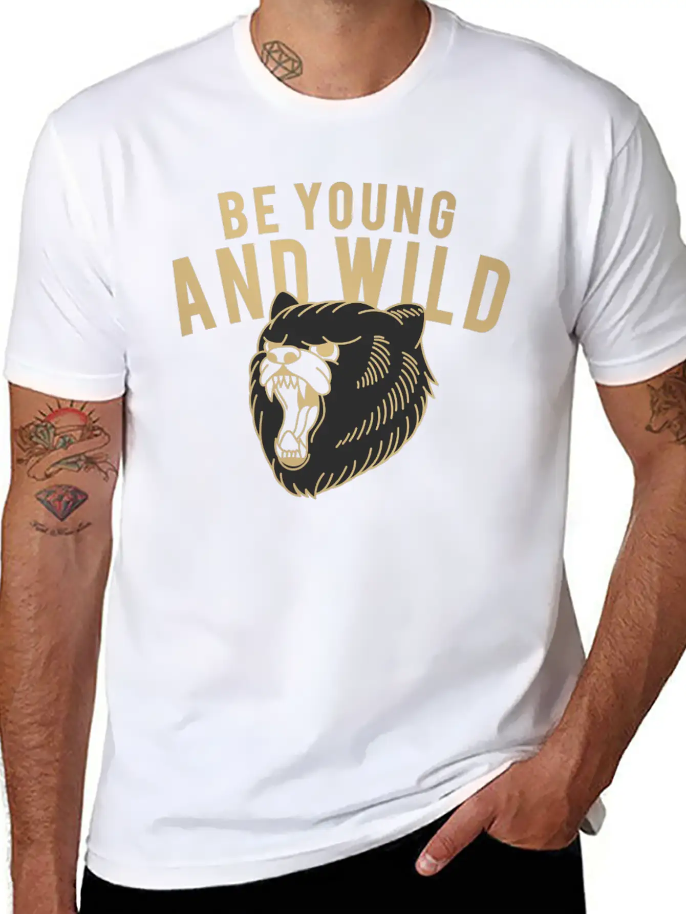 "Young & Wild Roar" Basic Graphic T-Shirt – Daily Comfort In Soft Cotton