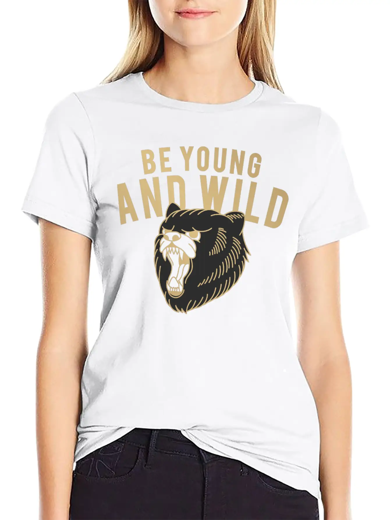 "Young & Wild Roar" Basic Graphic T-Shirt – Daily Comfort In Soft Cotton