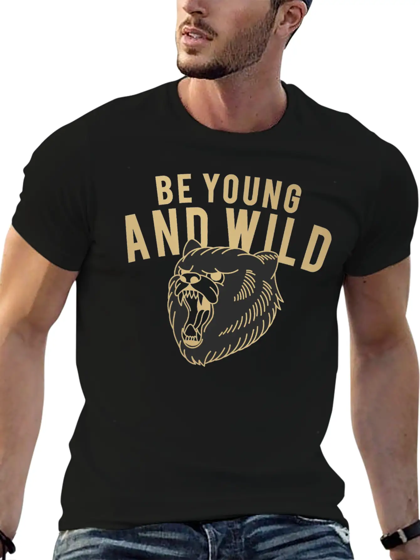"Young & Wild Roar" Basic Graphic T-Shirt – Daily Comfort In Soft Cotton