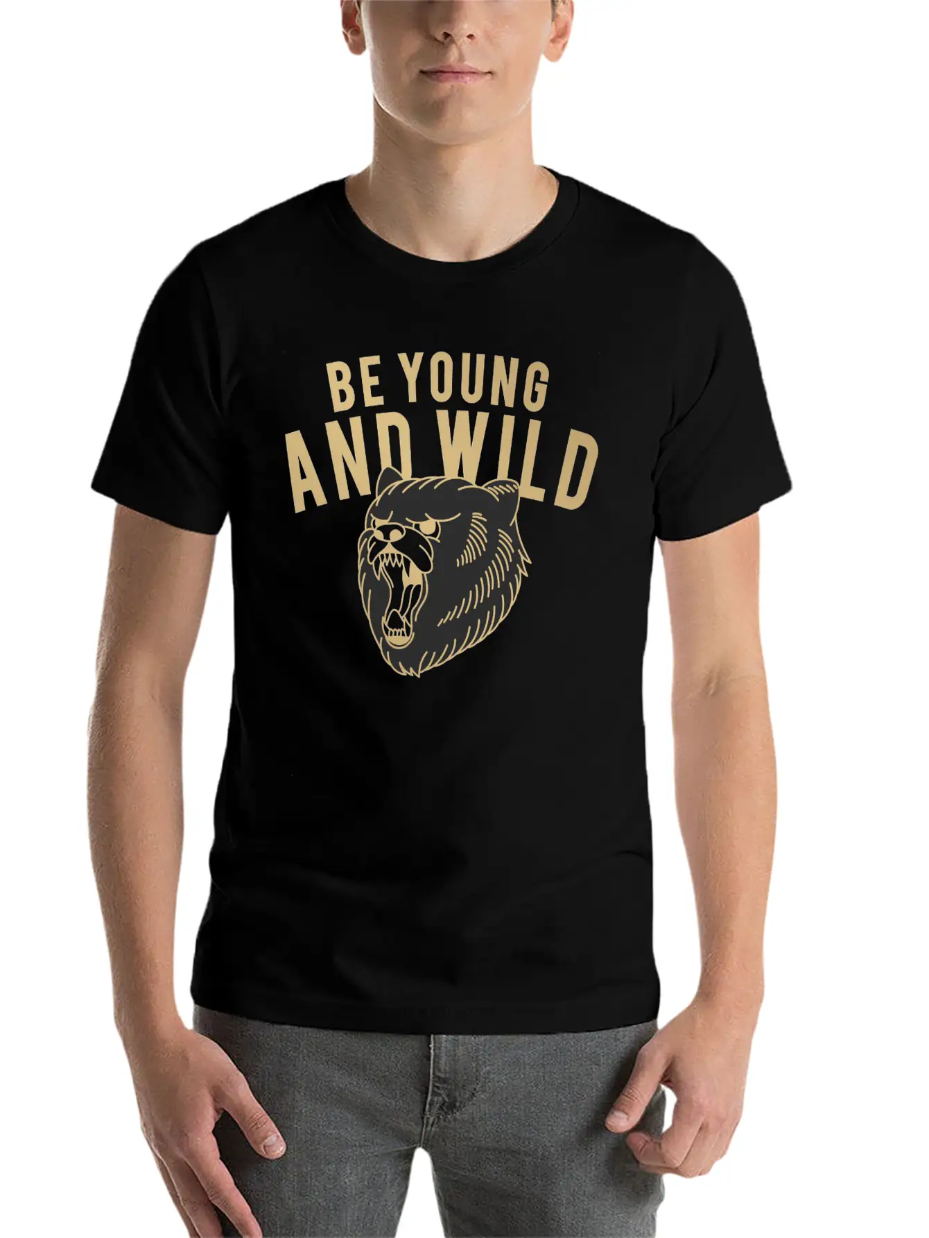 "Young & Wild Roar" Basic Graphic T-Shirt – Daily Comfort In Soft Cotton