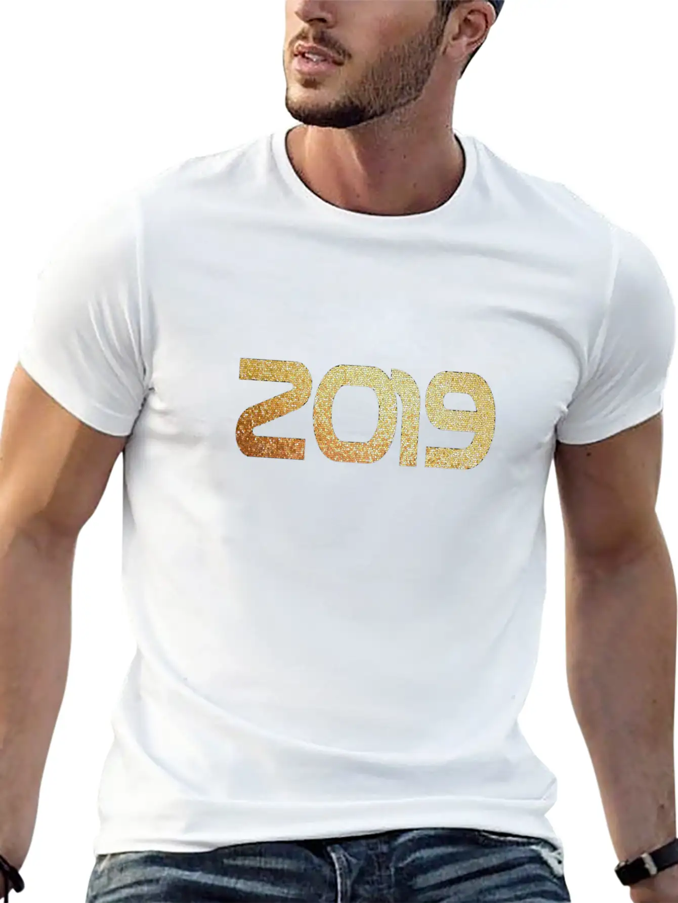 2019 Gold Casual Graphic T-Shirt – Simple And Comfortable Daily Wear