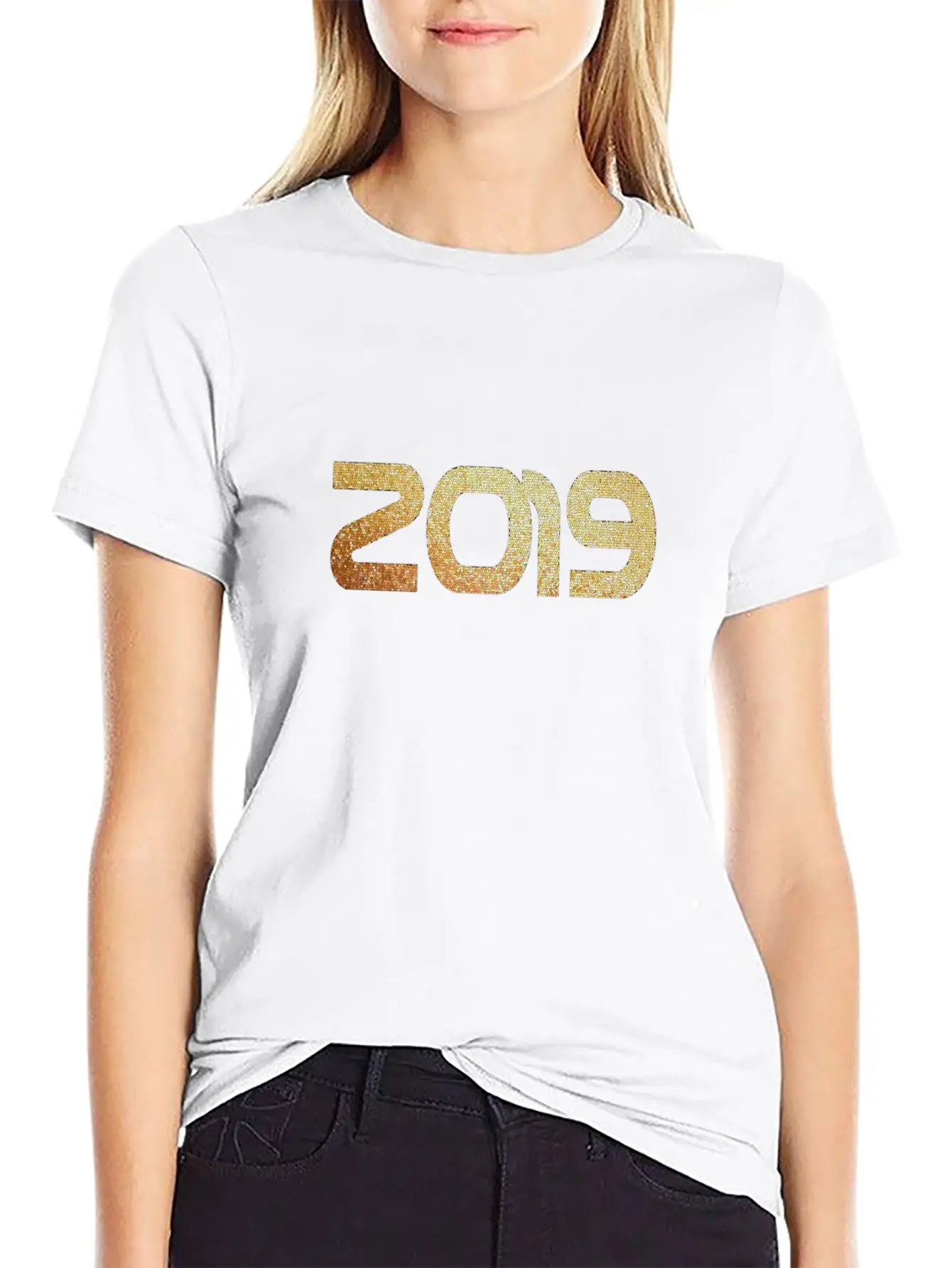 2019 Gold Casual Graphic T-Shirt – Simple And Comfortable Daily Wear
