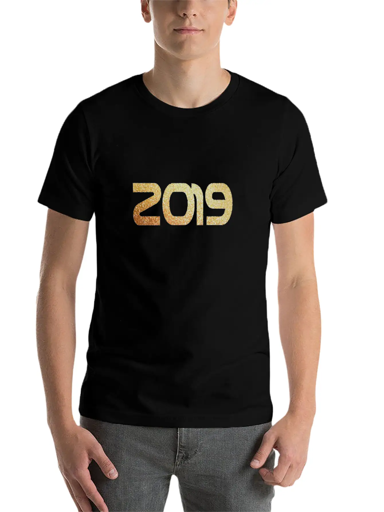 2019 Gold Casual Graphic T-Shirt – Simple And Comfortable Daily Wear
