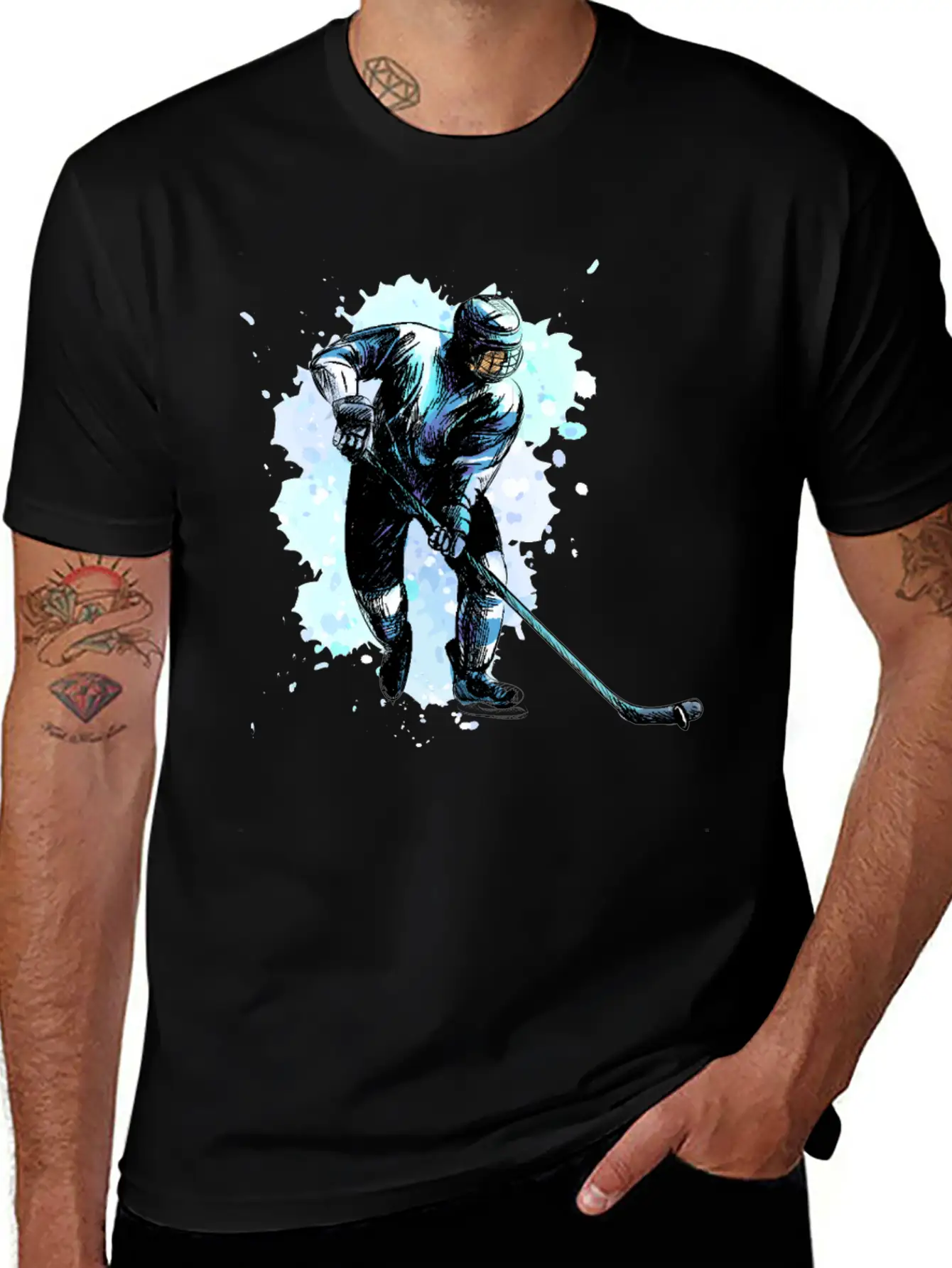 Abstract Hockey Player Winter Sport Winter Casual Graphic T-Shirt – Simple And Comfortable Daily Wear