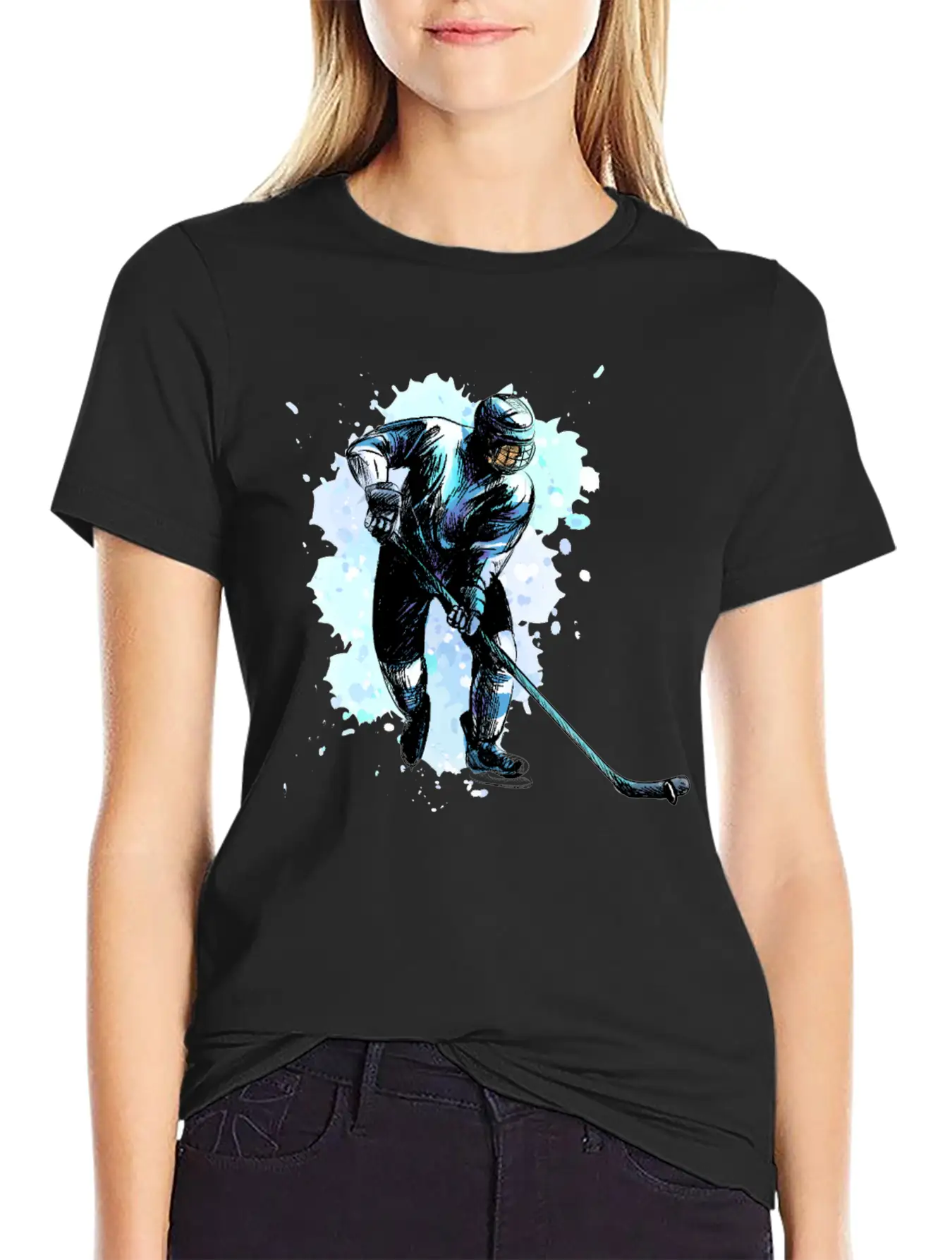 Abstract Hockey Player Winter Sport Winter Casual Graphic T-Shirt – Simple And Comfortable Daily Wear