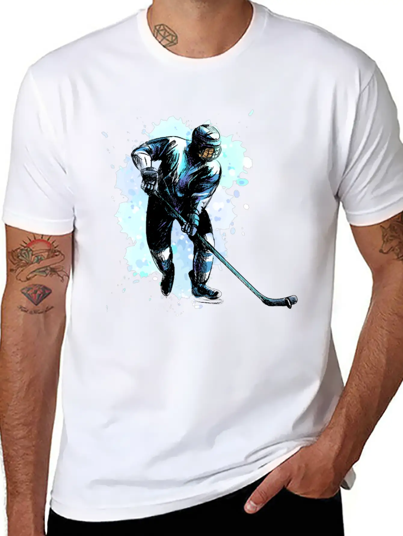 Abstract Hockey Player Winter Sport Winter Casual Graphic T-Shirt – Simple And Comfortable Daily Wear