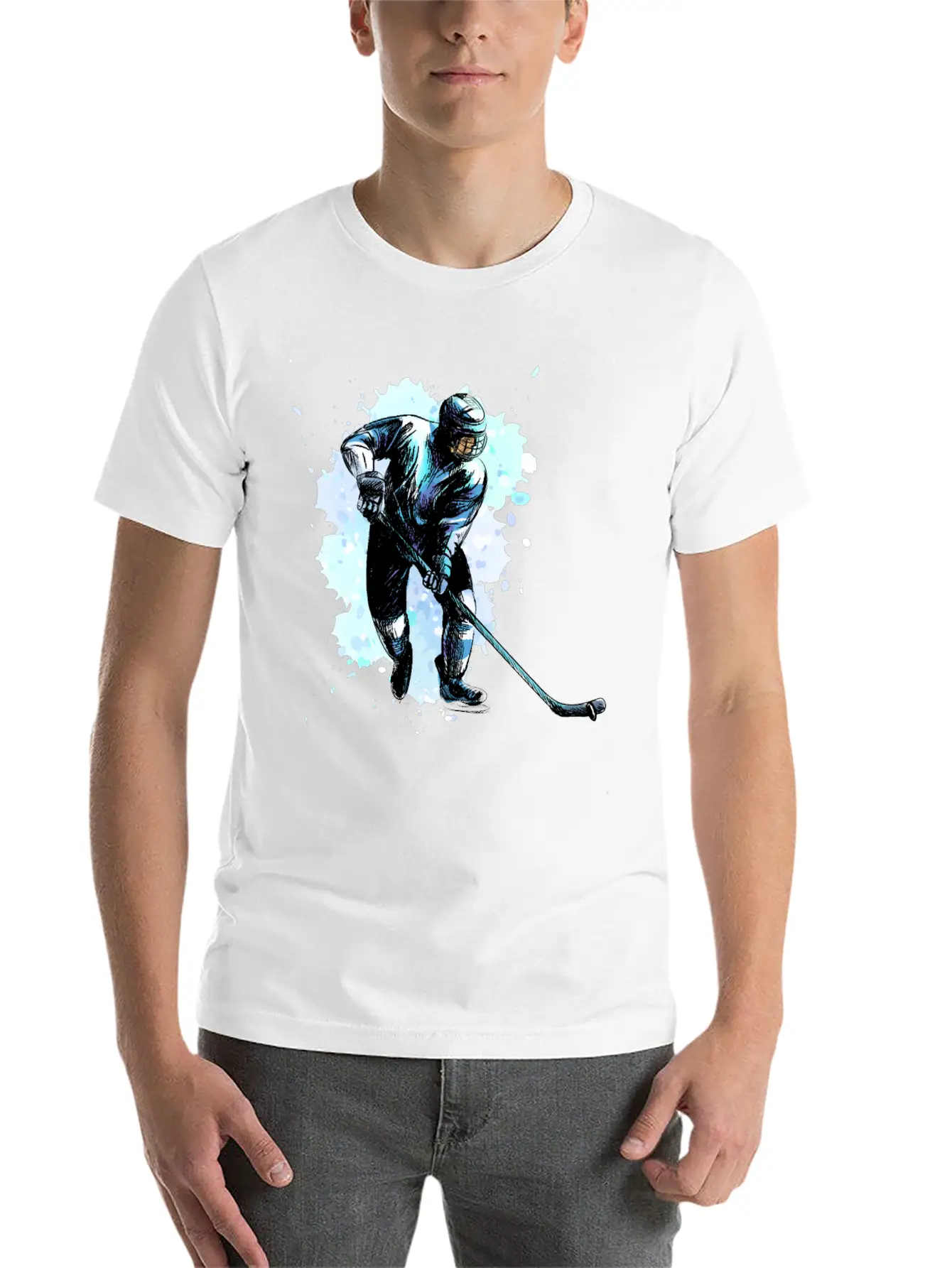 Abstract Hockey Player Winter Sport Winter Casual Graphic T-Shirt – Simple And Comfortable Daily Wear
