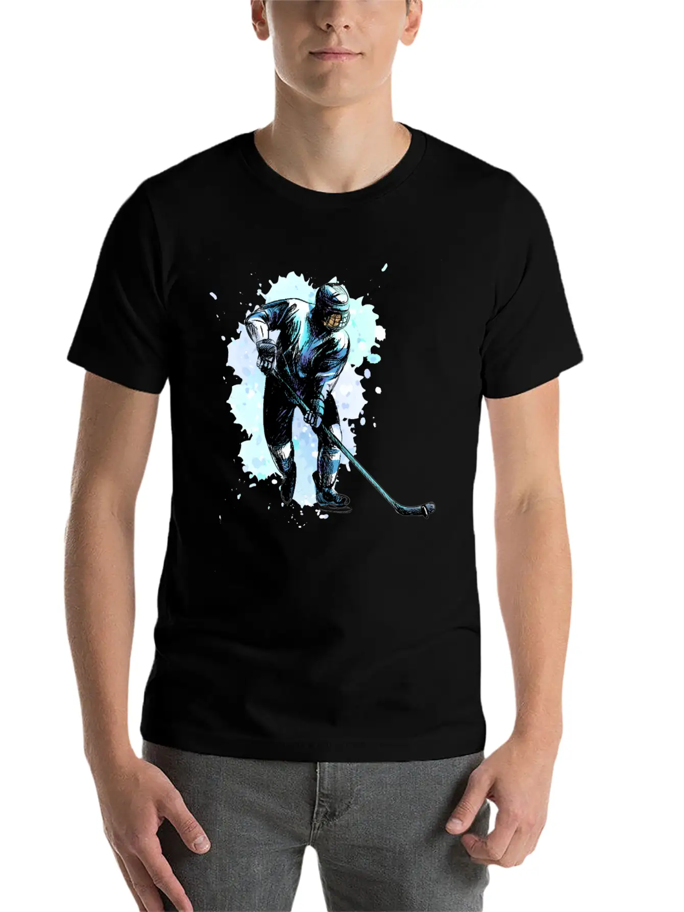 Abstract Hockey Player Winter Sport Winter Casual Graphic T-Shirt – Simple And Comfortable Daily Wear