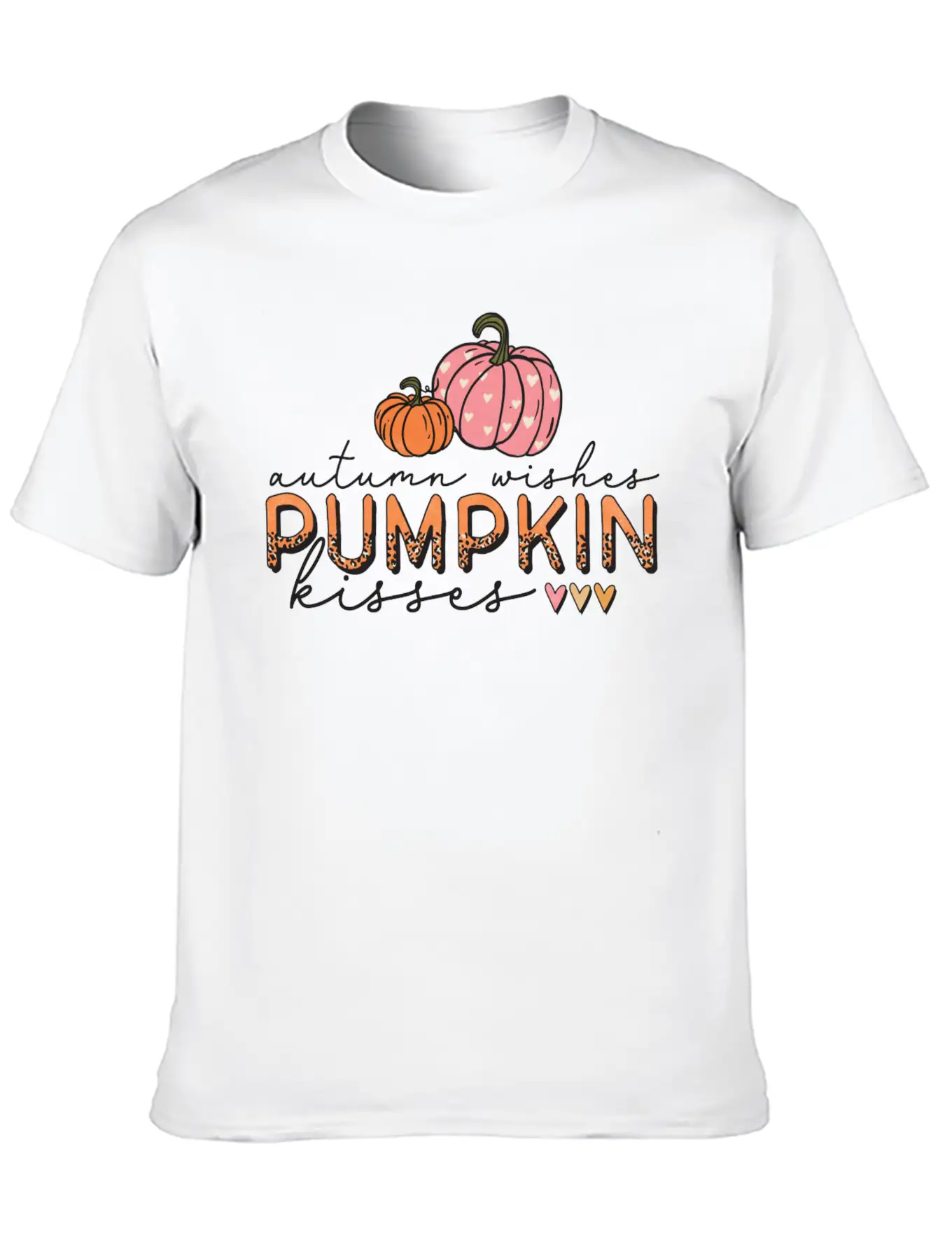 Autumn Wishes Pumpkin Kisses Casual Graphic T-Shirt – Simple And Comfortable Daily Wear